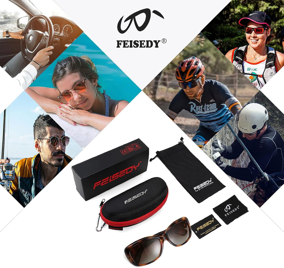 ÉÌƷͼƬ 35 | B094CJFYW6 | FEISEDY Vintage Square Polarized Sunglasses for Women Men Havana Thick Wrap Around Sun Glasses UV400 B2703