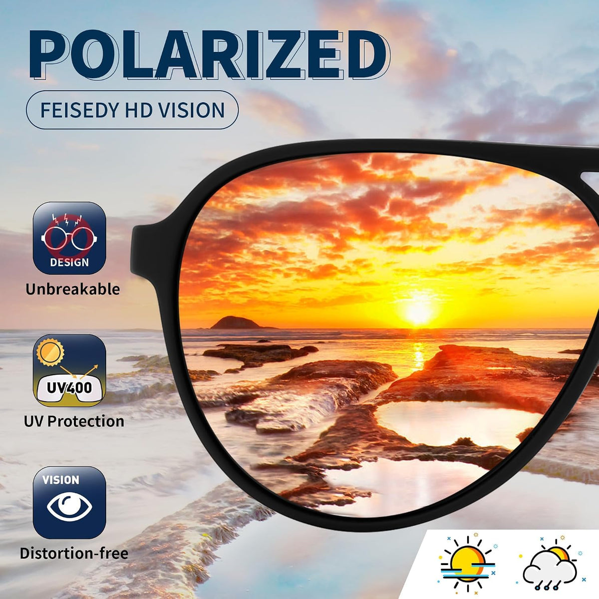 ÉÌƷͼƬ 40 | B0GVSV8P8S | FEISEDY Polarized Aviator Sunglasses for Men Women Trendy Sports TR90 B0378