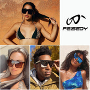 ÉÌƷͼƬ 93 | B09H6XXSDN | FEISEDY Oversized Sunglasses Mens Womens Flat Top Square Trendy Visor Shades UV400 B2470