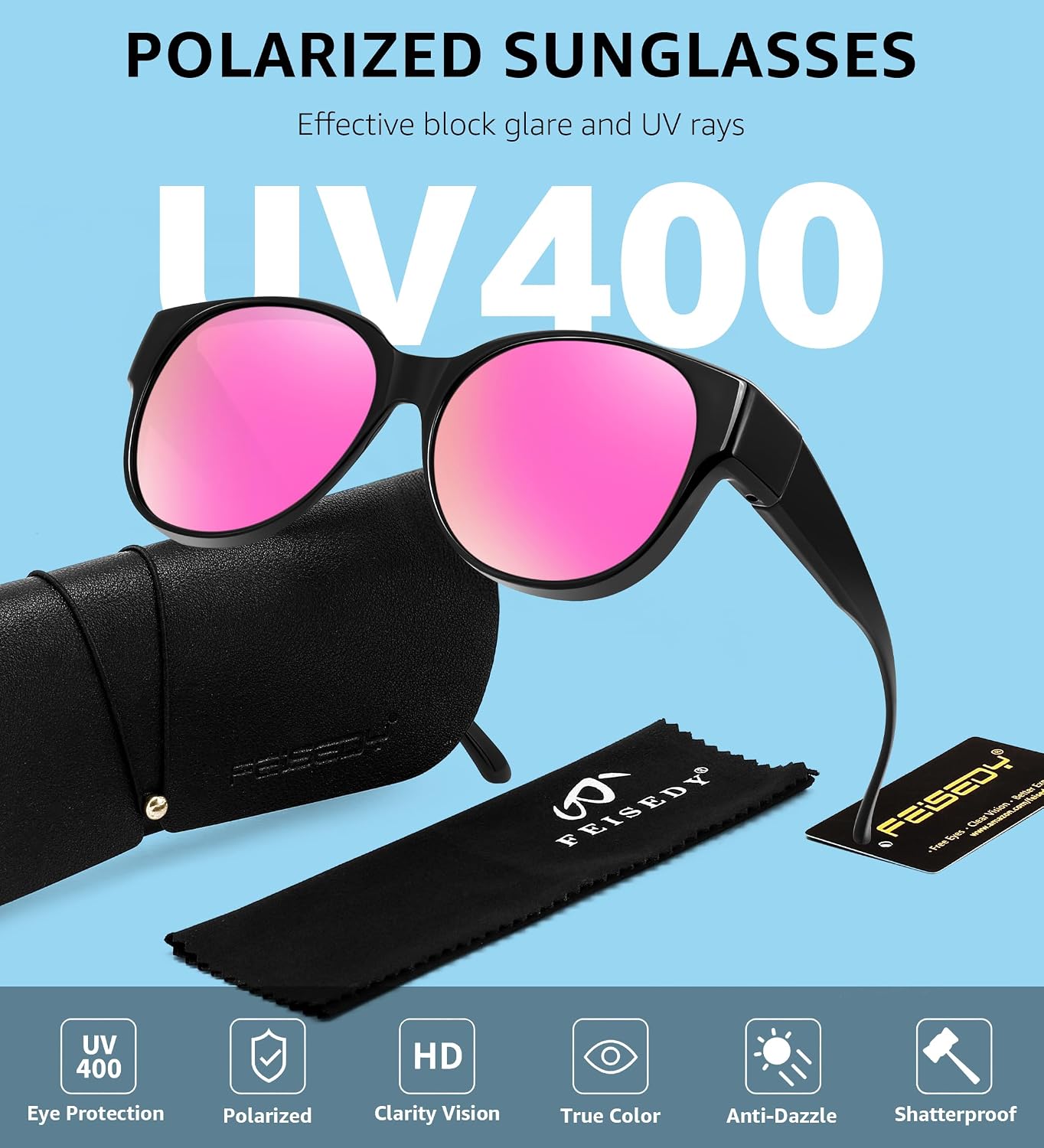 商品图片 27 | B0FRRT5Z37 | FEISEDY Fit Over Glasses Polarized Sunglasses, UV400 Protection for Driving & Outdoor Activities B0328