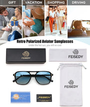 ÉÌƷͼƬ 7 | B0H2V9BFS5 | FEISEDY Retro Polarized Aviator Square Sunglasses for Women Men UV400 B0357