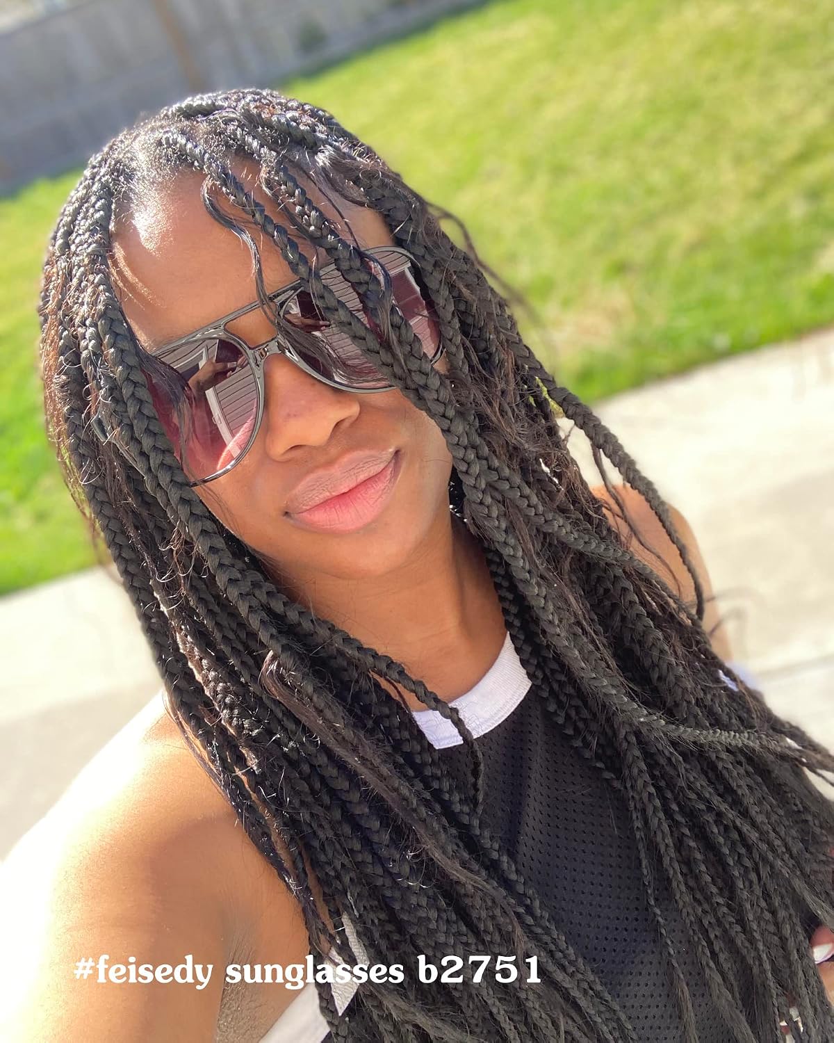 ÉÌƷͼƬ 8 | B0CB543WBD | FEISEDY Vintage Retro 70s Plastic Aviator Sunglasses Women Men Classic Large Squared Frame B2751