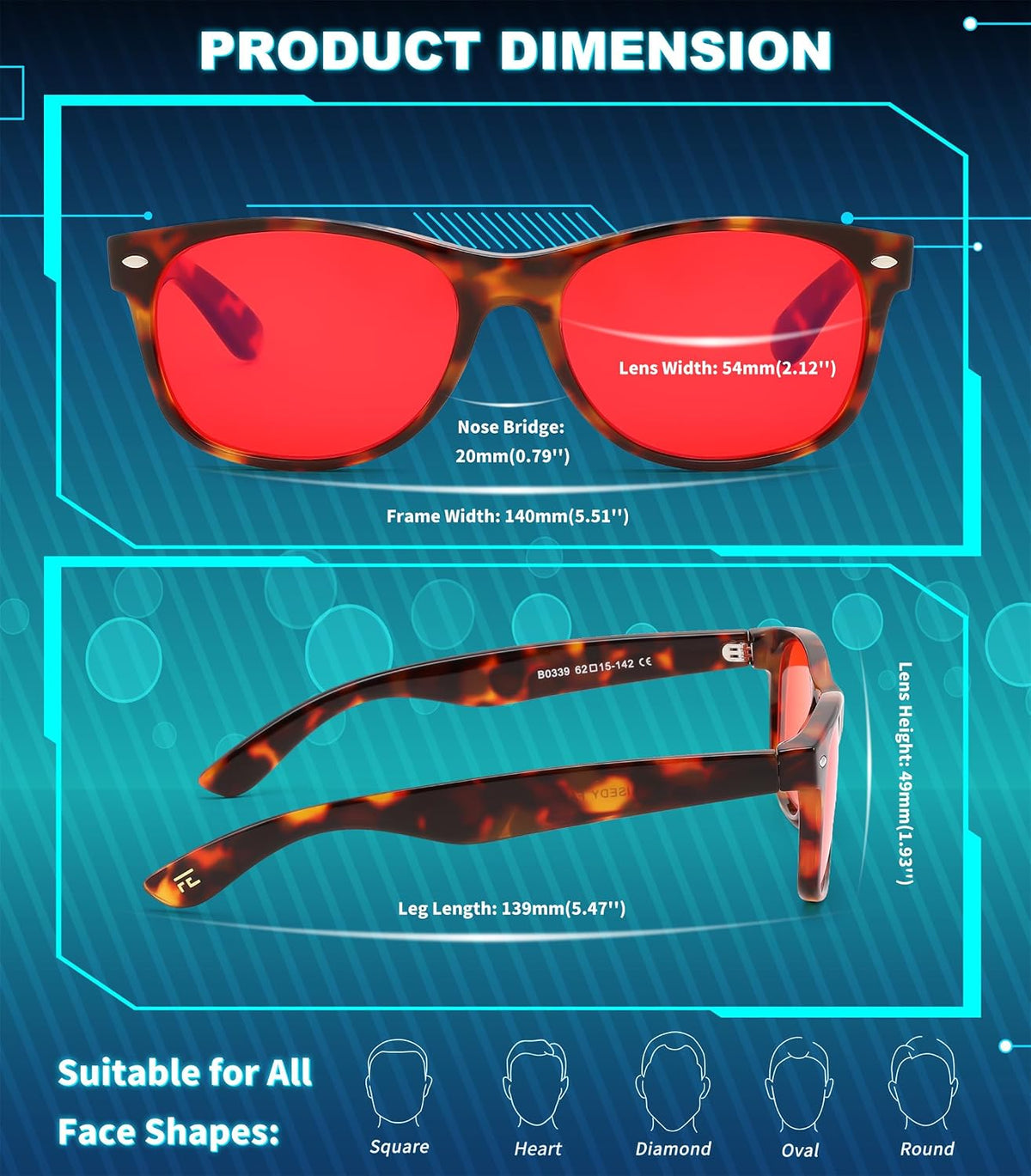 ÉÌƷͼƬ 16 | B0GK2PTMMH | FEISEDY Orange/Red Classic Blue Light Blocking Glasses for Women Men B0339
