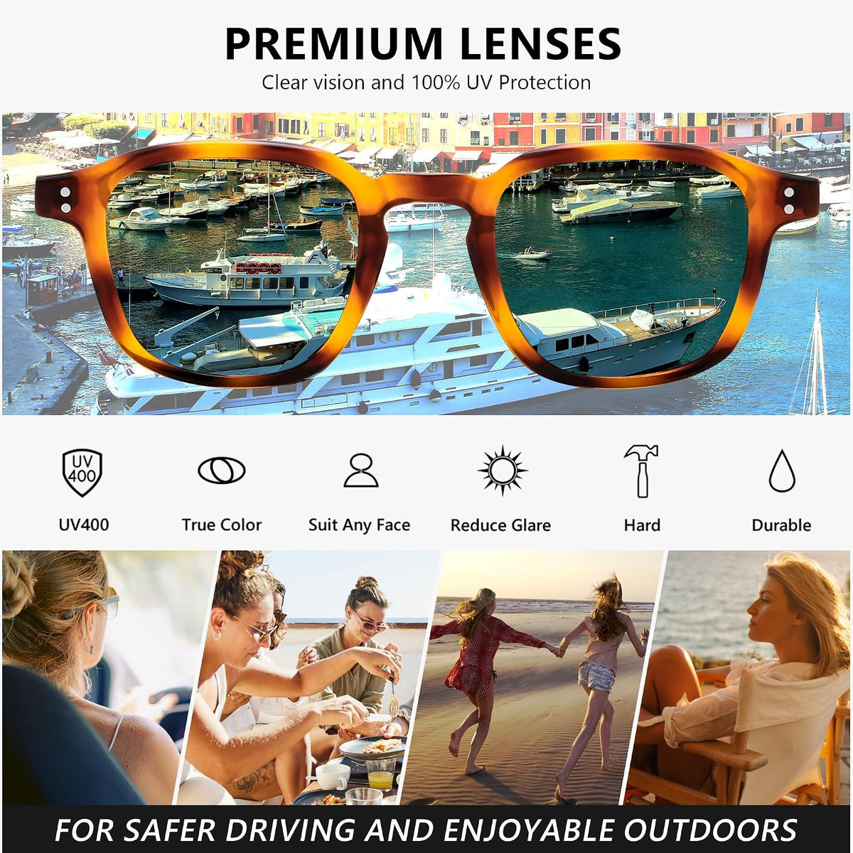 ÉÌƷͼƬ 24 | B0FHKKRN89 | FEISEDY Retro Square Sunglasses Women Men Vintage Trendy Shades UV400 Protection B0306