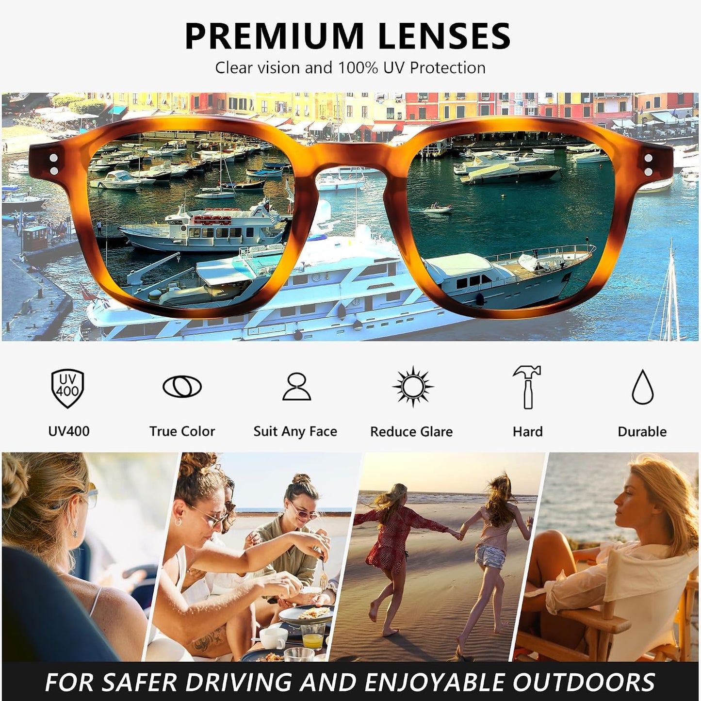 商品图片 24 | B0FHKKRN89 | FEISEDY Retro Square Sunglasses Women Men Vintage Trendy Shades UV400 Protection B0306