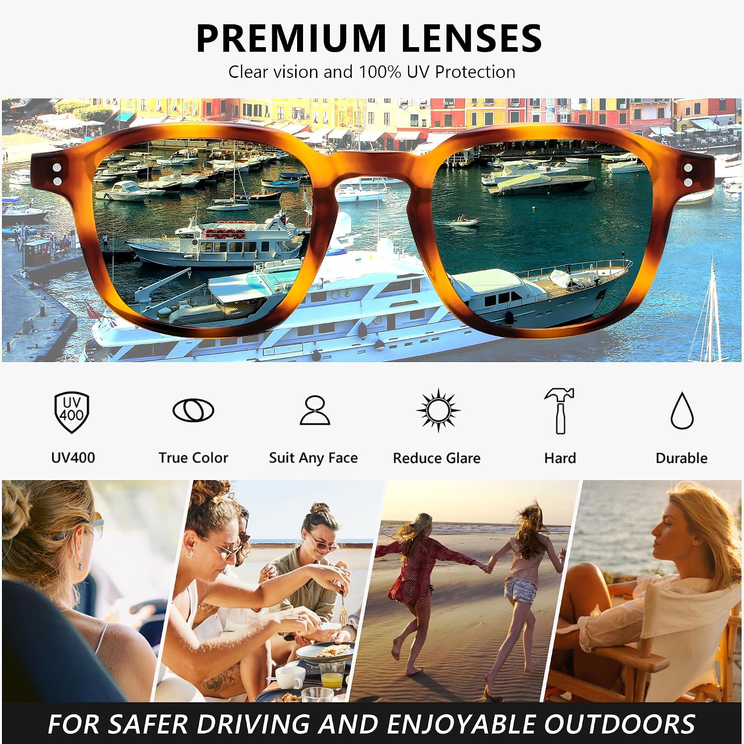 商品图片 24 | B0FHKKRN89 | FEISEDY Retro Square Sunglasses Women Men Vintage Trendy Shades UV400 Protection B0306