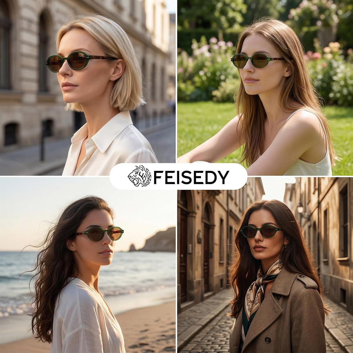 ÉÌƷͼƬ 2 | B0GV61HCD9 | FEISEDY Retro Oval Sunglasses for Women Small 90s Y2K UV Protection B1584