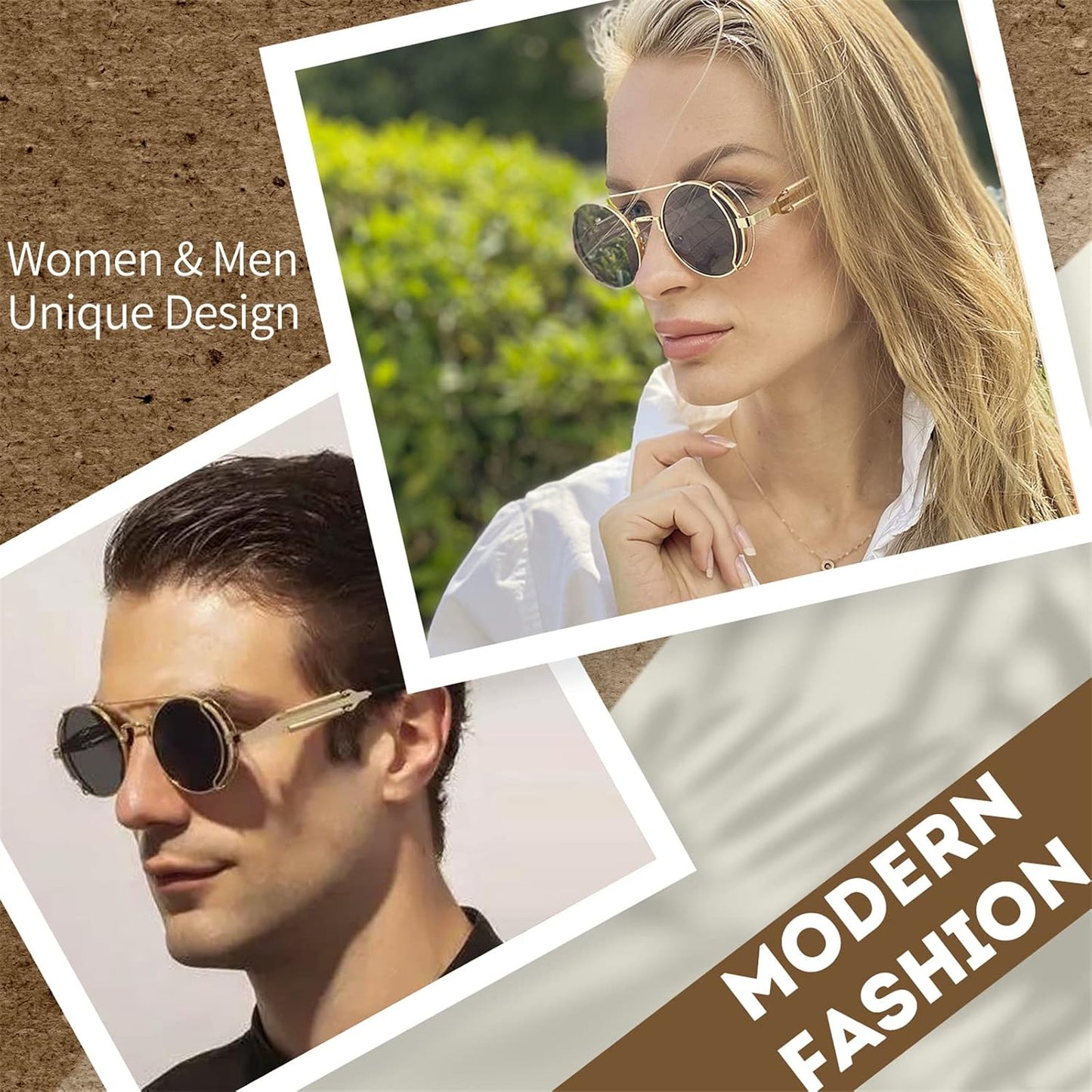 商品图片 8 | B0BD4MSMZQ | FEISEDY Aviator Sunglasses for Men Women Steampunk Round Metal Frame B2351