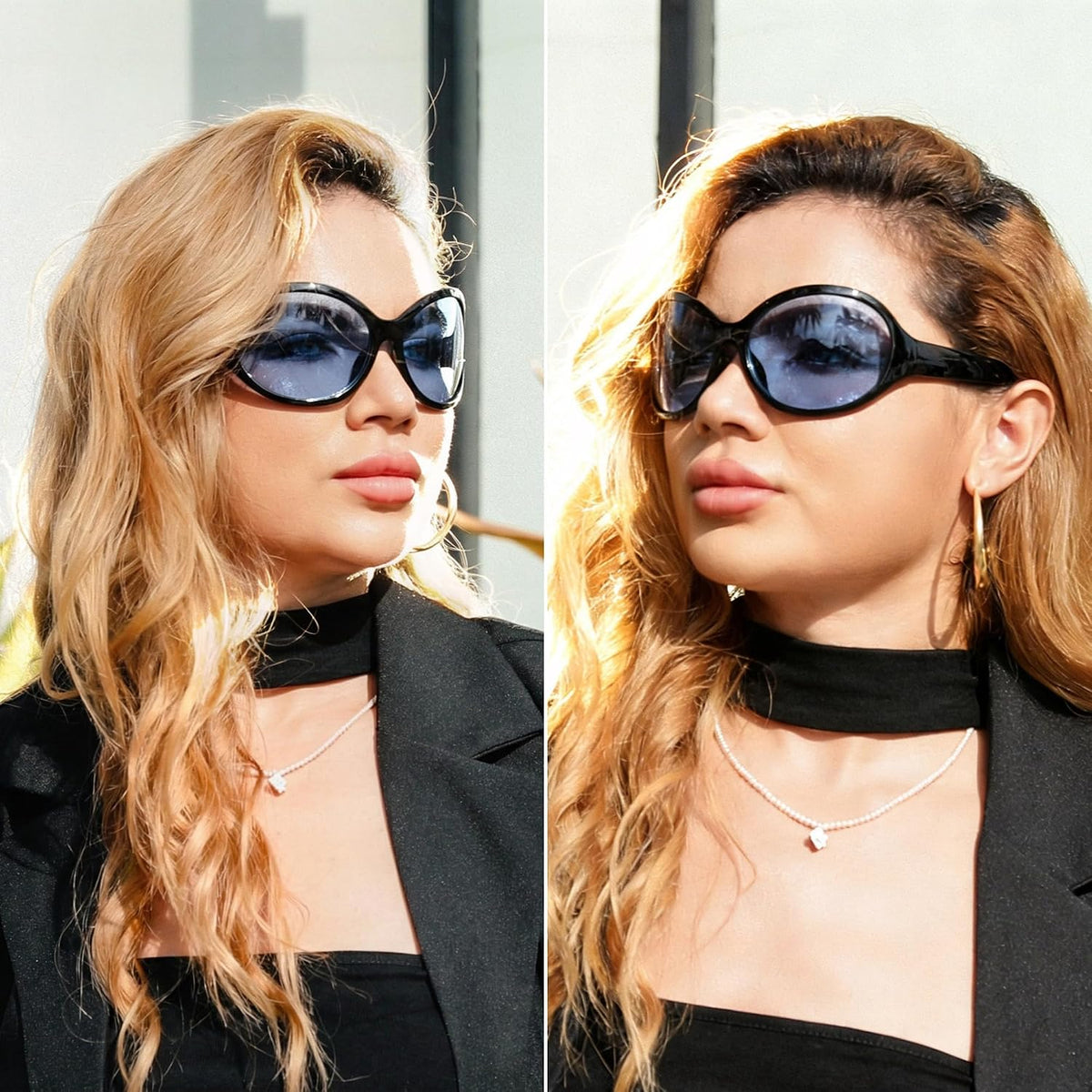 ÉÌƷͼƬ 2 | B0BYX6JXMW | FEISEDY Bug Eye Y2K Oversized Sunglasses Women Men Oval Frame B2391