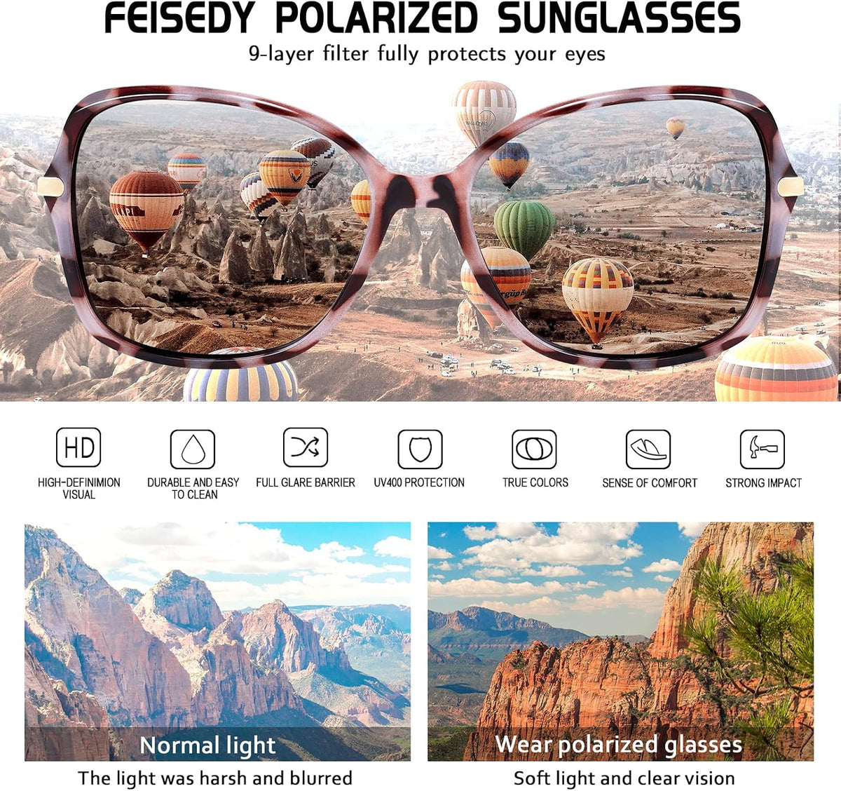 ÉÌƷͼƬ 57 | B09KC567VY | FEISEDY Womens Polarized Sunglasses UV400 Anti Glare Fashion Shades