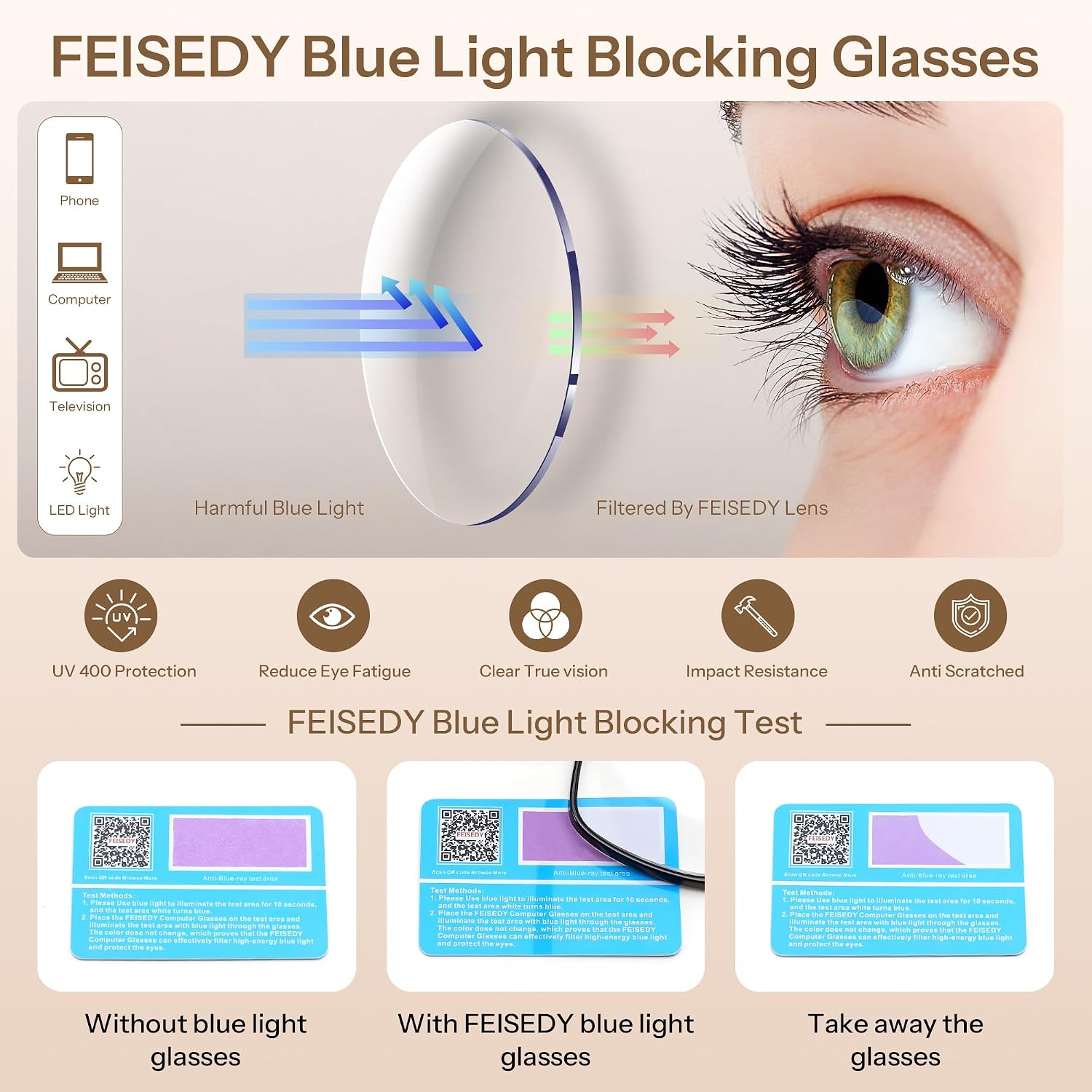 商品图片 3 | B0GLF6C715 | FEISEDY Progressive Multifocal Reading Glasses Blue Light Blocking B0397 | Sports Square Frame Near-Far Dual Use Blue Light Blocking Reading Glasses for Women Men