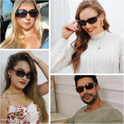 ÉÌƷͼƬ 3 | B094CJFYW6 | FEISEDY Vintage Square Polarized Sunglasses for Women Men Havana Thick Wrap Around Sun Glasses UV400 B2703