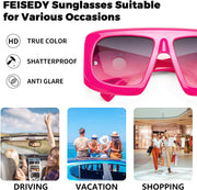 ÉÌƷͼƬ 6 | B0CYX6Y87W | FEISEDY Retro Oversized Avaitor Sunglasses for Women Men Bold Thick Frame Flat Top Shades B0126
