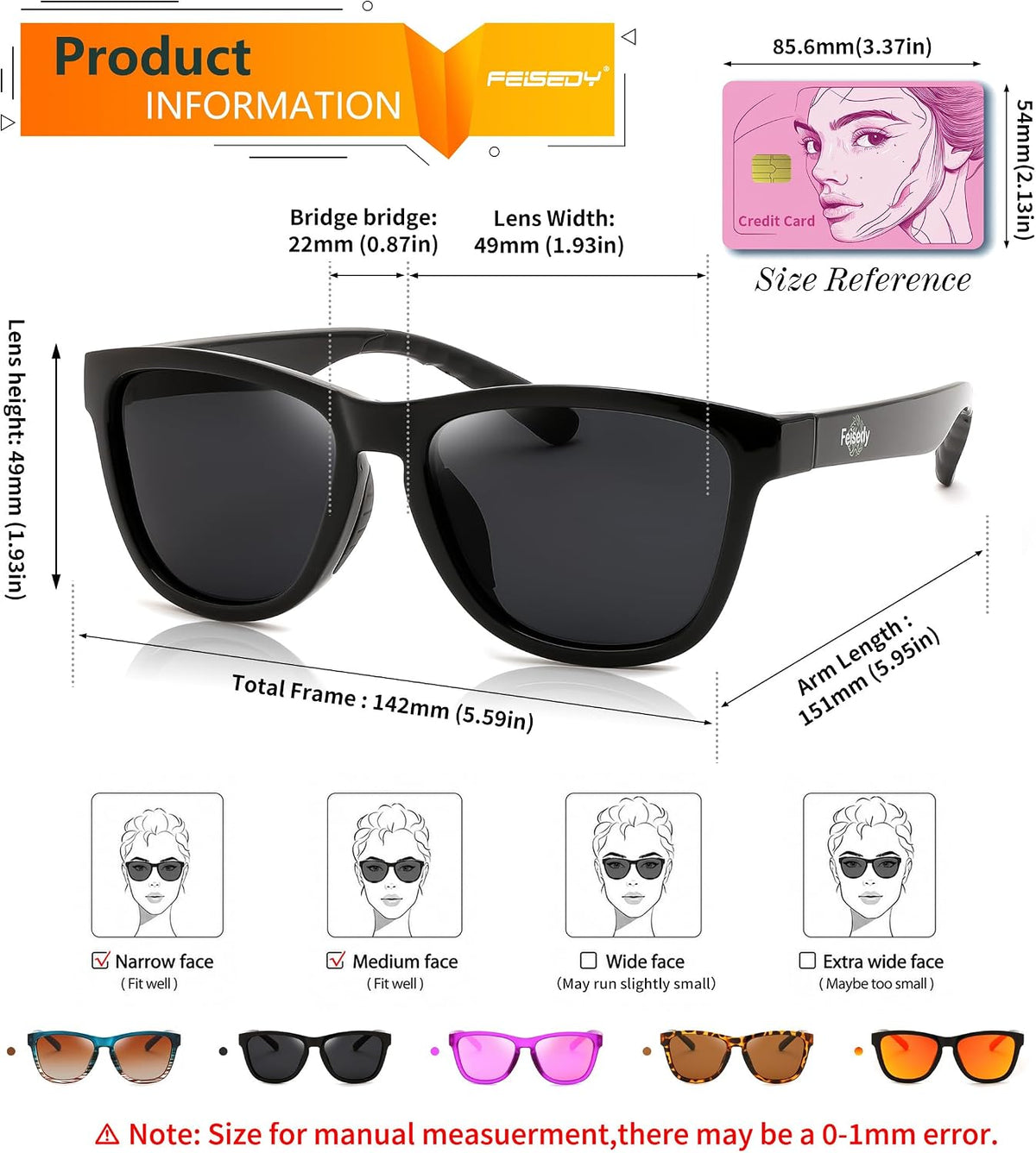 商品图片 4 | B0HFJF1ZXG | FEISEDY Polarized Sunglasses Women Men Sports Lightweight Sun Glasses B1423