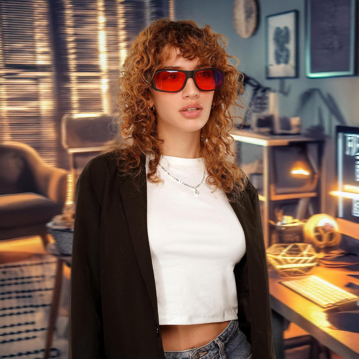 ÉÌƷͼƬ 3 | B0DGGGNMY1 | FEISEDY Fitover Blue Light Glasses Computer Gaming Eyeglasses for Better Sleep Anti Glare Nighttime Eye Wear B1228