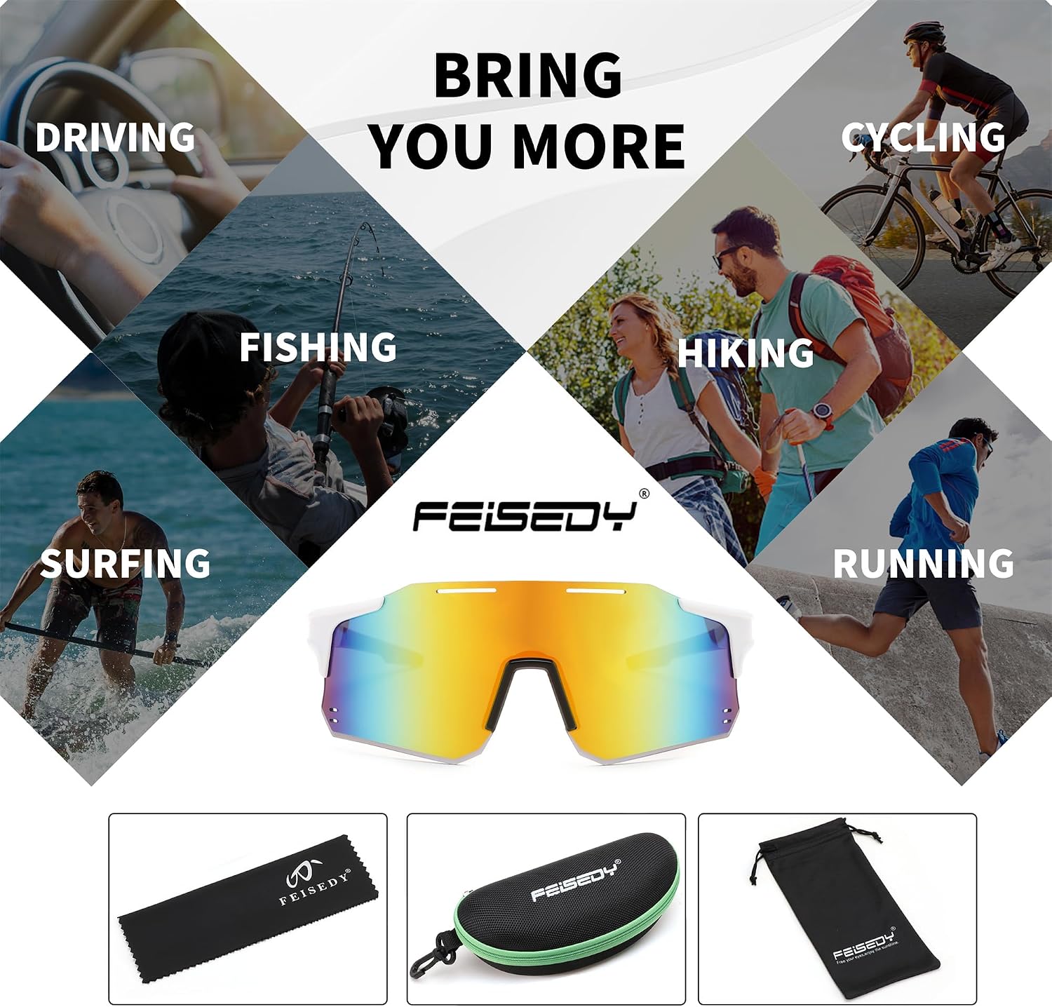 商品图片 15 | B0DB5PJ1BJ | FEISEDY Cycling Glasses Sports Sunglasses for Men Women, Youth Kids Baseball Softball Running Sunglasses B0223