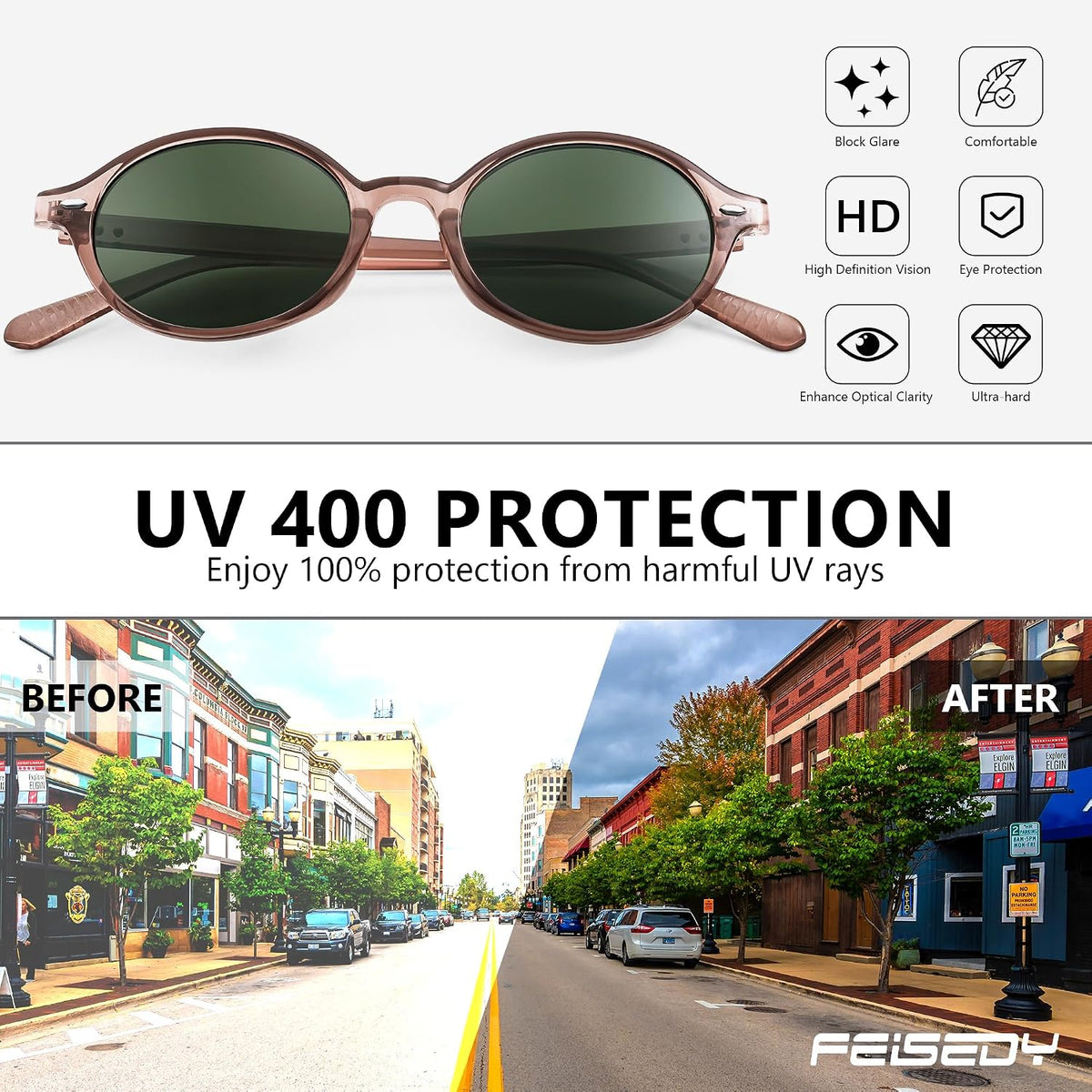 ÉÌƷͼƬ 103 | B0DTHVTKB5 | FEISEDY Retro Oval Sunglasses for Women 90s Narrow Round Lightweight Shades Y2k Trendy Sunnies B1171