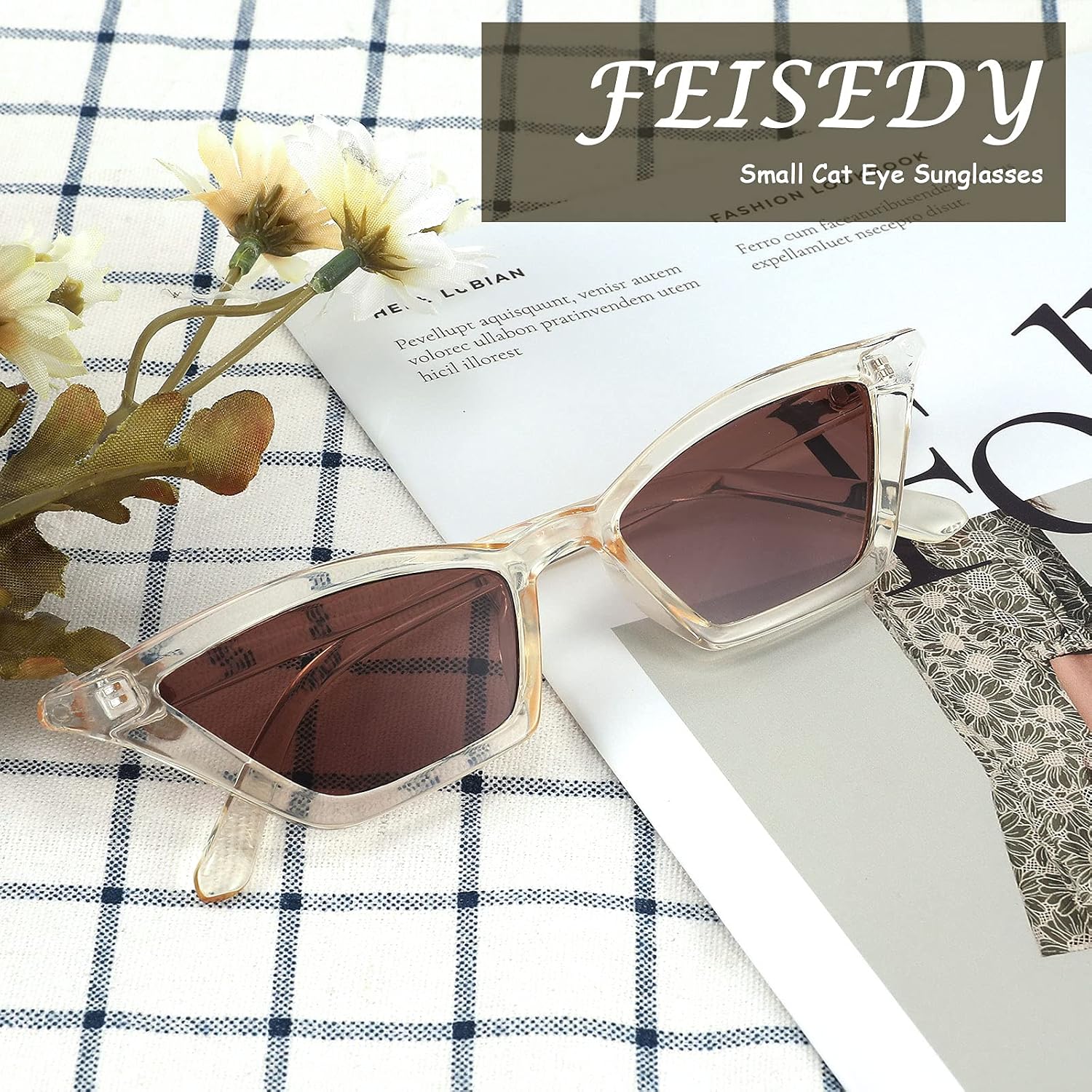 商品图片 52 | B079KYQYT3 | FEISEDY Small Cat Eye Sunglasses Vintage Square Shade Women Eyewear B2291