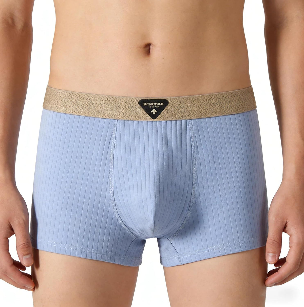 X-Large / Blue | B0FV6TWNGB | Mens Underwear Cotton Boxer Shorts - Breathable Soft Comfortable Boxers for Men with Striped Texture
