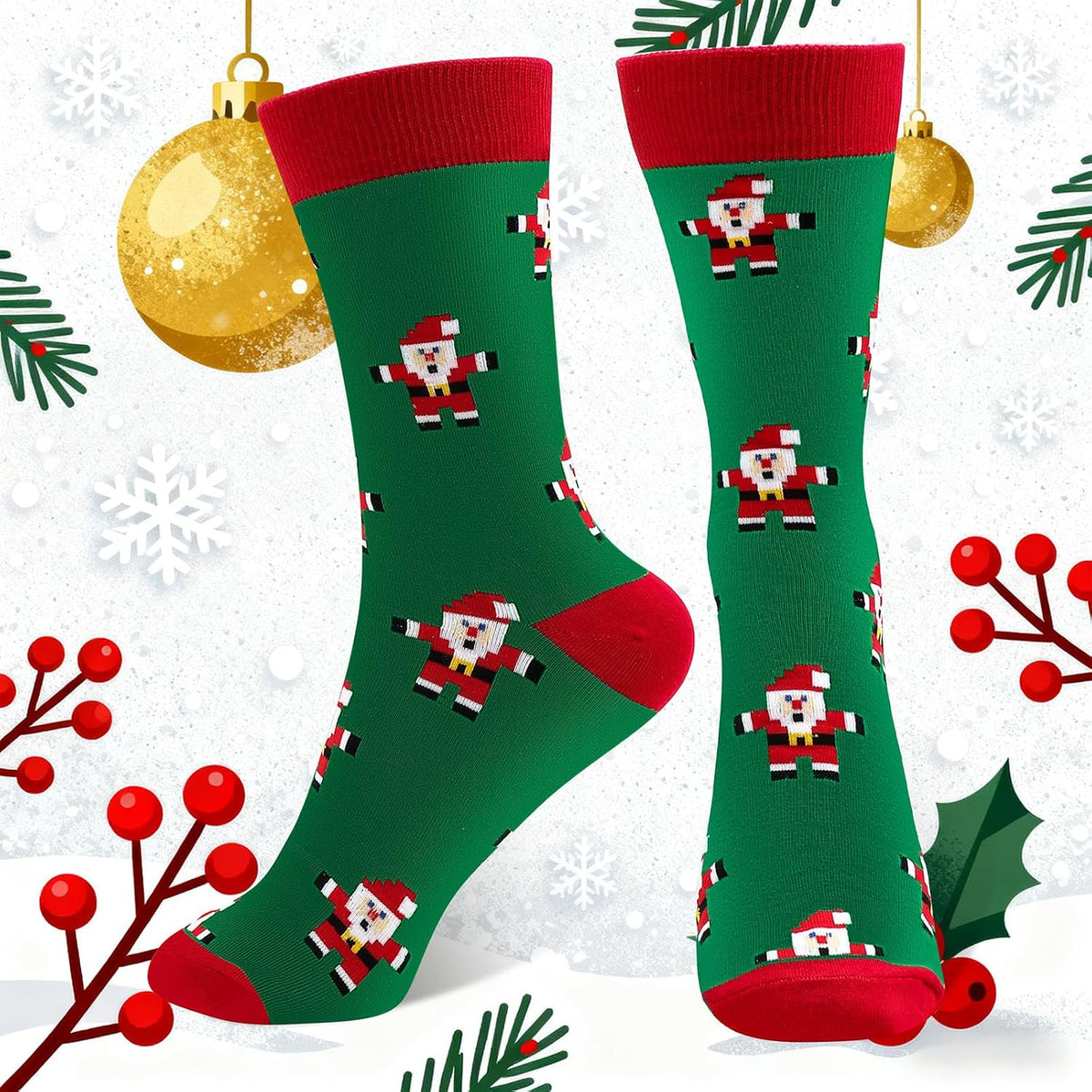 商品图片 14 | B0FPLDHHHC | Funny Socks for Women Men Christmas Socks Fuzzy Cozy Novelty Dress Socks Festive Crew Socks Size 7.5-12