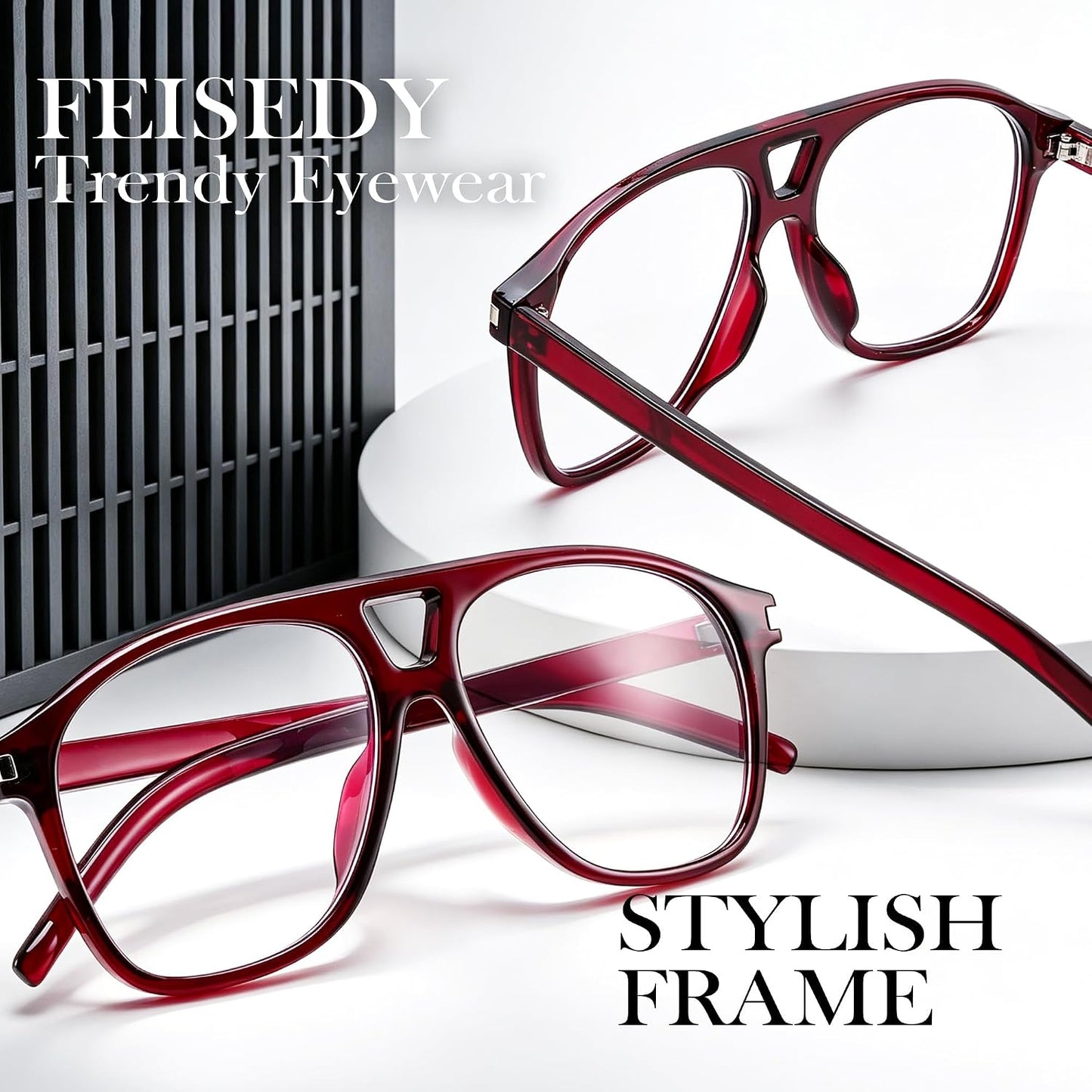 商品图片 17 | B0HCMPWV5X | FEISEDY Oversized Aviator Fashion Glasses for Women Men, Tortoise Trendy Eyeglasses, Retro Eyewear Frame for Daily Wear B0426
