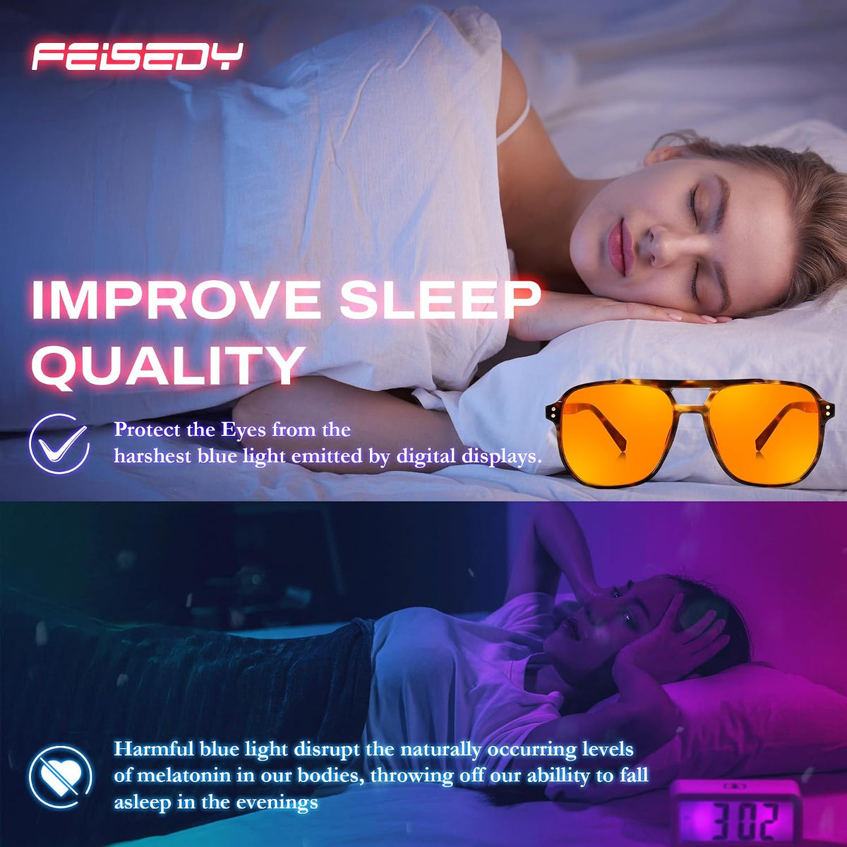 ÉÌƷͼƬ 39 | B0GCVQFPW9 | FEISEDY Blue Light Glasses for Computer Gaming Anti Eyestrain Glasses G2835