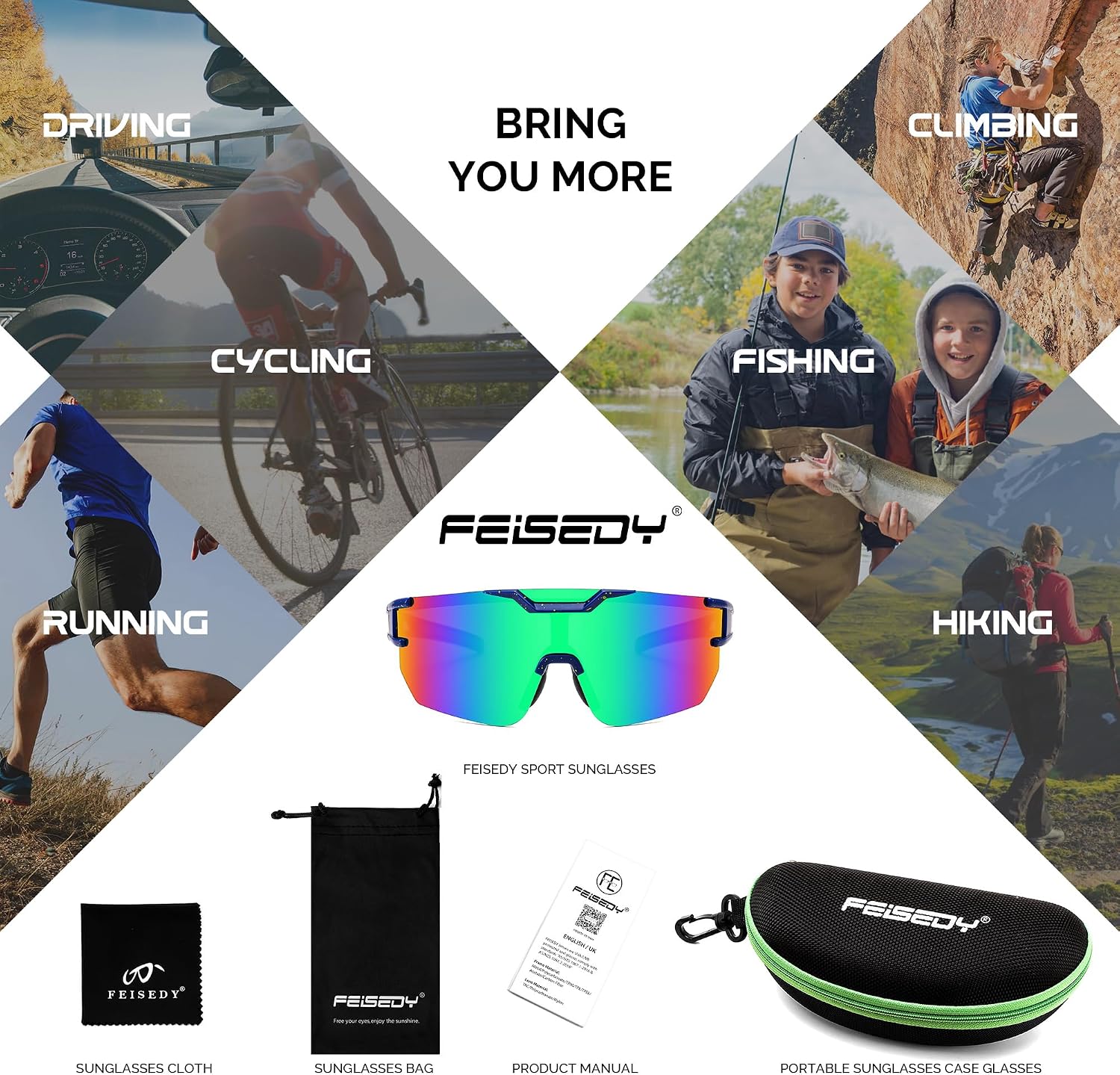 商品图片 24 | B0DBVLTVQD | FEISEDY Kids Sunglasses Youth Baseball Sun Glasses, UV400 Sports Cycling Softball Sunglasses for Adult Boys Girls B0227