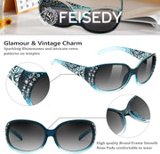 ÉÌƷͼƬ 17 | B0FZSZXXXY | FEISEDY Women's Polarized Sunglasses Wrap Around Rhinestone Design Fashion Sunnies UV400 Protection B1091