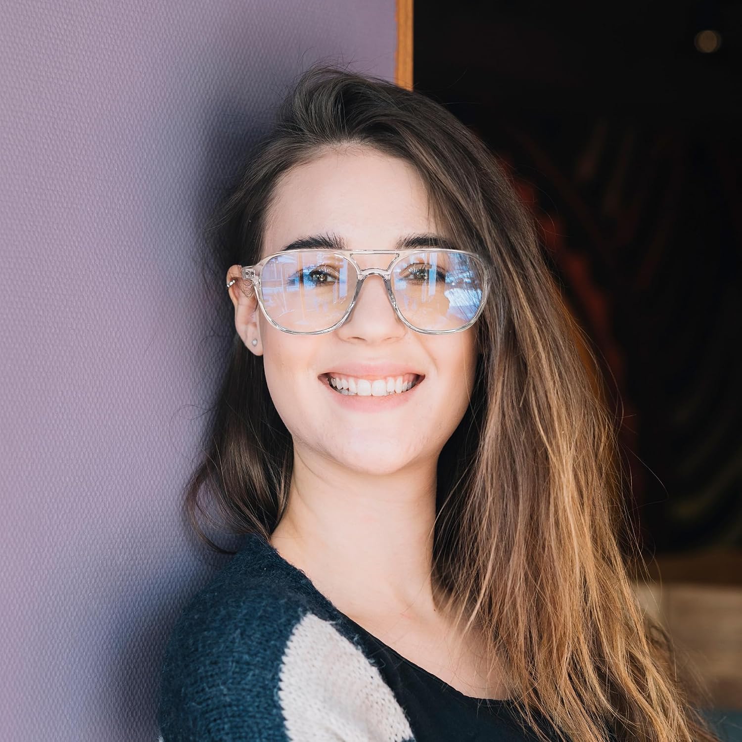 商品图片 10 | B0CY2LFJP7 | FEISEDY Blue Light Blocking Glasses Women Men Square Computer Lightweight Pilot Glasses Anti Eyestrain & UV Glare B0141