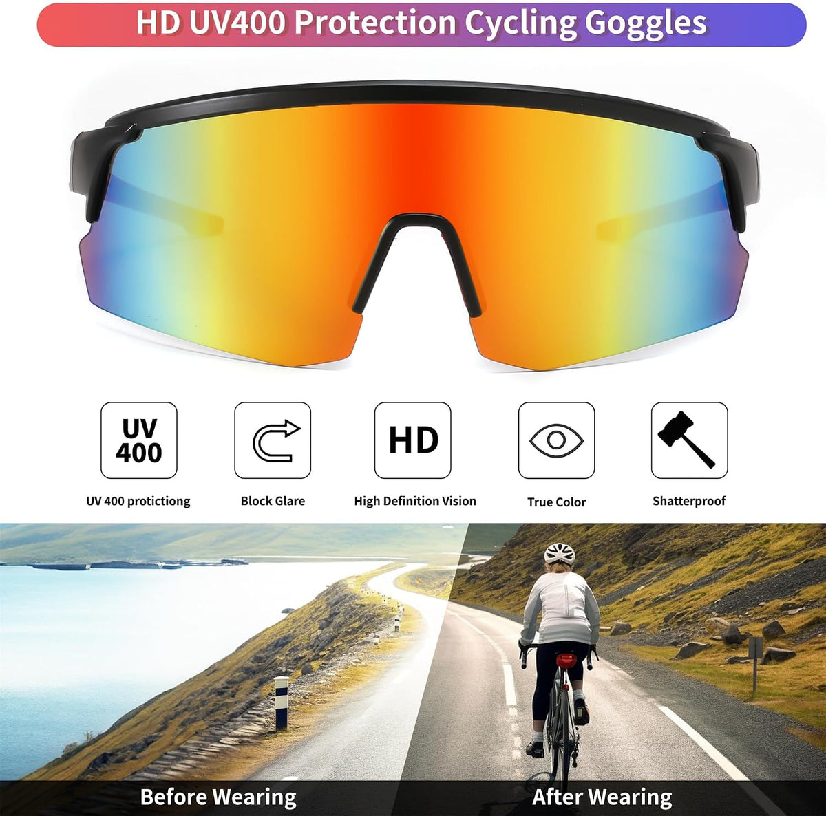 ÉÌƷͼƬ 2 | B0CSDCDBR7 | FEISEDY Cycling Sunglasses for Men Women, Sports Glasses for Youth Running Baseball Shades UV400 Protection B0108
