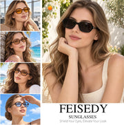 ÉÌƷͼƬ 31 | B0HJYQR9BW | FEISEDY Classic Square Sunglasses for Women Men, Retro Trendy Shades B0493