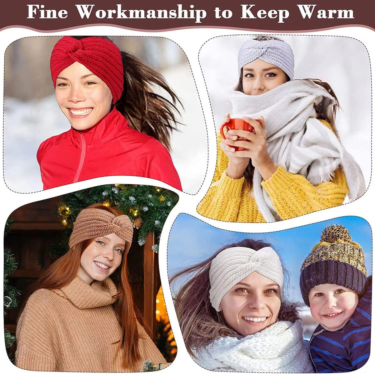 商品图片 6 | B0G2RFKL4V | Thick Knit Headbands for Women Girls Winter Ear Warmer Fashionable Warm Crochet Head Wraps With Crossover Design
