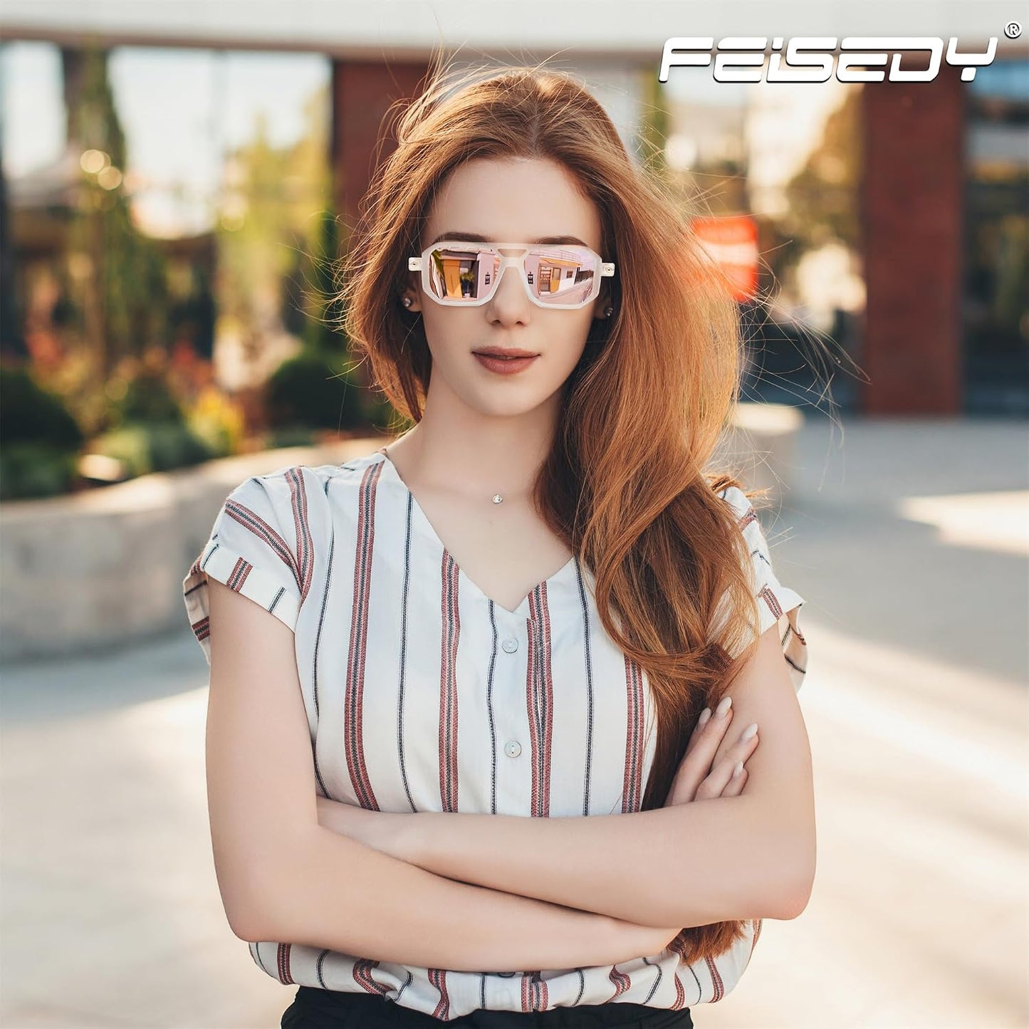商品图片 15 | B09YTJ4FQZ | FEISEDY Vintage Square 70s Flat Aviator Sunglasses Women Men Classic Retro Stylish Frame UV400 Sunglasses B2622