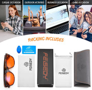 ÉÌƷͼƬ 6 | B0GK2PTMMH | FEISEDY Orange/Red Classic Blue Light Blocking Glasses for Women Men B0339