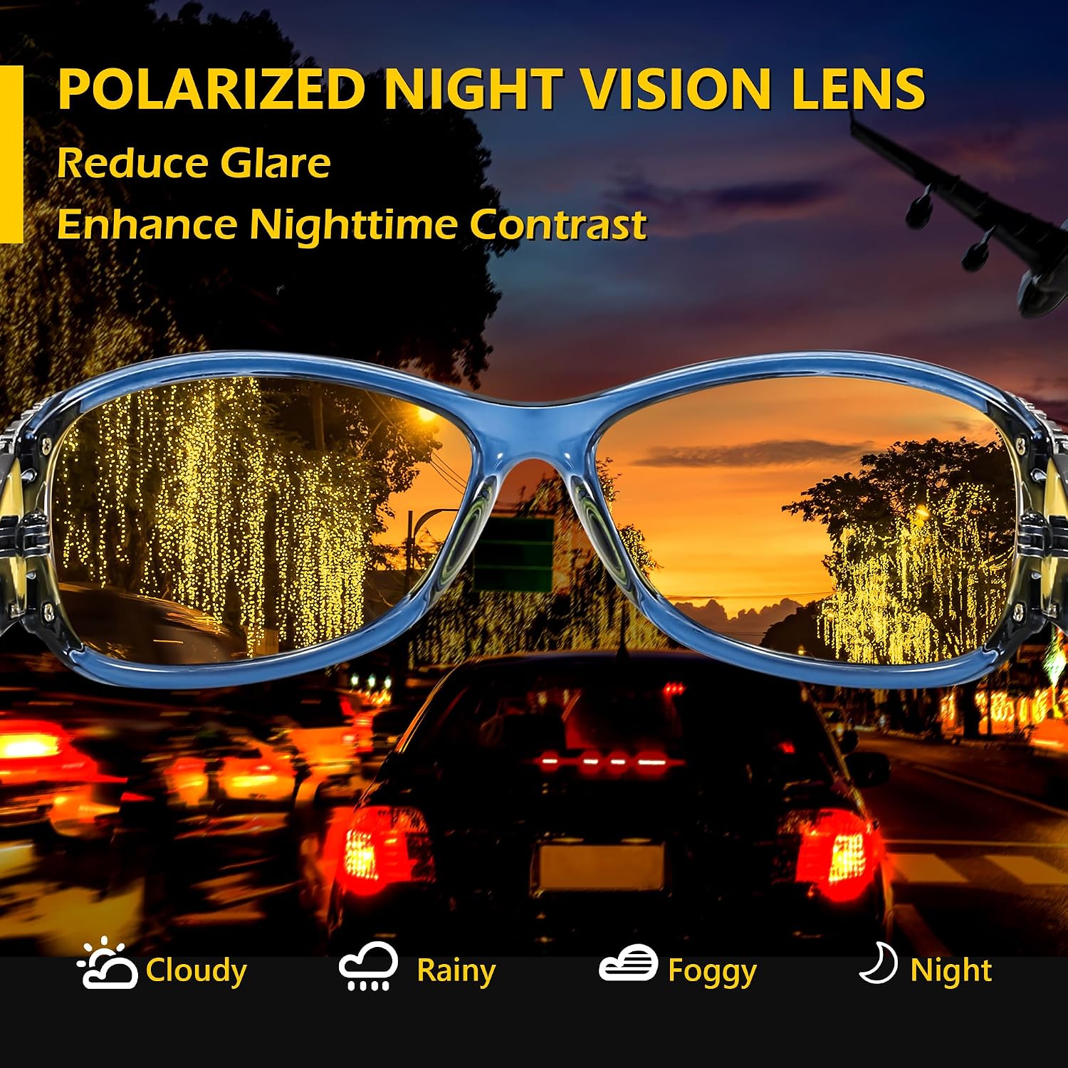 商品图片 36 | B081YY5RM3 | FEISEDY Classic Womens Night Glasses Driving Anti Glare Wrap Around Yellow Sunglasses B2548