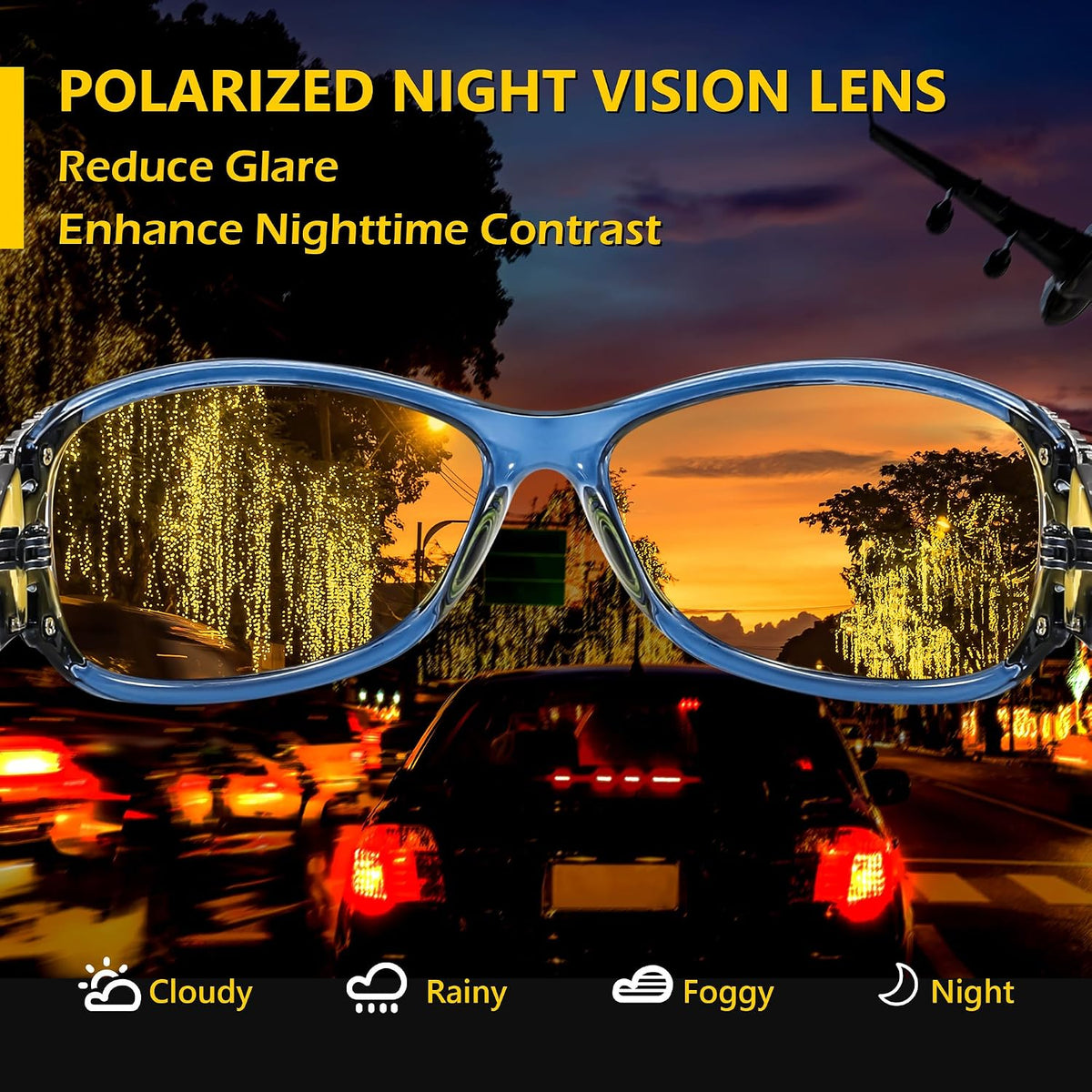 ÉÌƷͼƬ 36 | B081YY5RM3 | FEISEDY Classic Womens Night Glasses Driving Anti Glare Wrap Around Yellow Sunglasses B2548