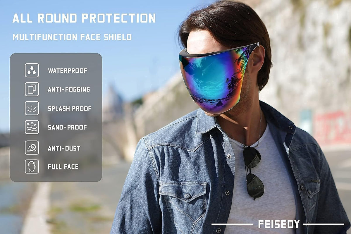 商品图片 4 | B097Y3FQJJ | FEISEDY Full Face Shield Sunglasses – Anti-Fog UV400 Mirror Visor