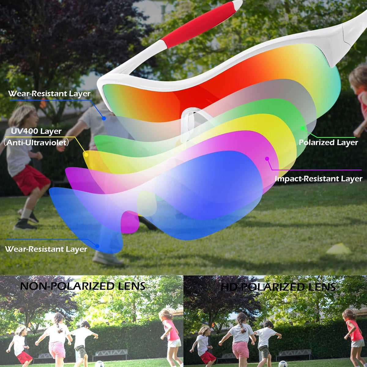 ÉÌƷͼƬ 22 | B0CZ7Y96D2 | FEISEDY Polarized Sports Sunglasses for Kids Youth Baseball Cycling Running Glasses for Boys Girls Age 3-12 B0142