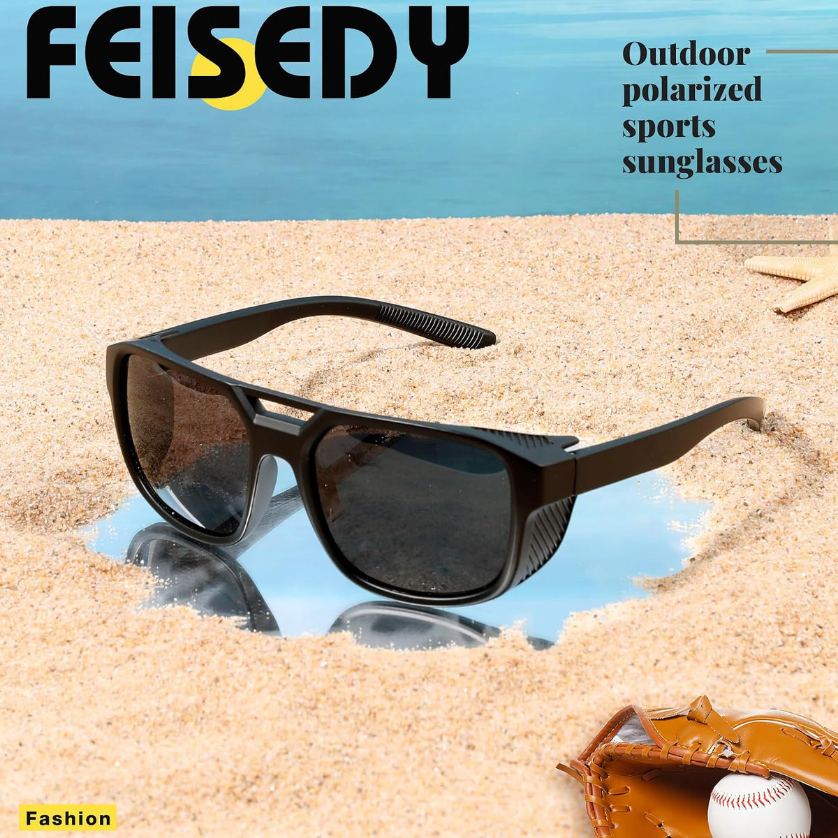 ÉÌƷͼƬ 4 | B0FV3CK7PF | FEISEDY Polarized Sunglasses Men Women Side Shield Goggles Retro Pilot Square Steampunk Fishing Sun Glasses B0348