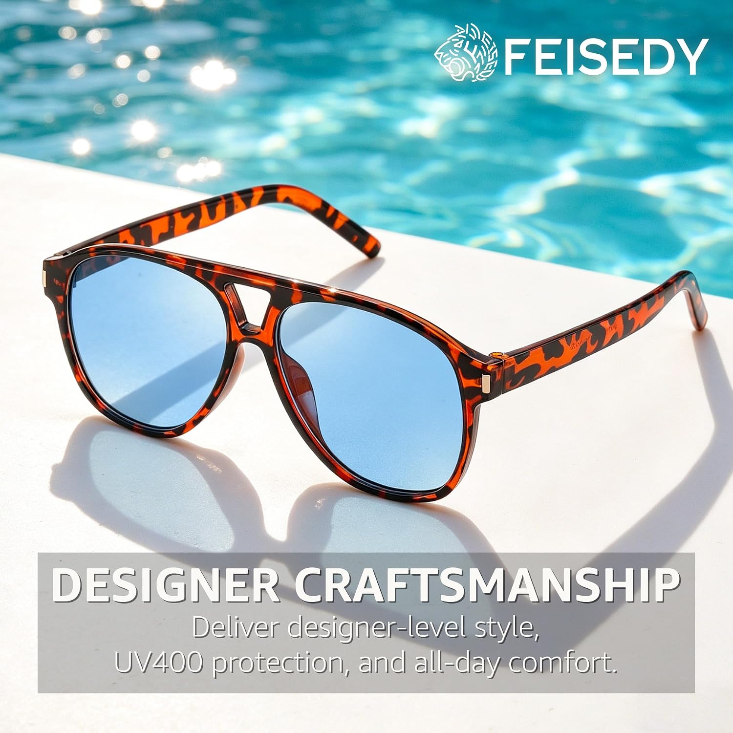 商品图片 20 | B0GXMV1N2N | FEISEDY Retro Aviator Sunglasses for Women Men Square Sunnies 70s Pilot Style Lightweight UV400 Shades B0421