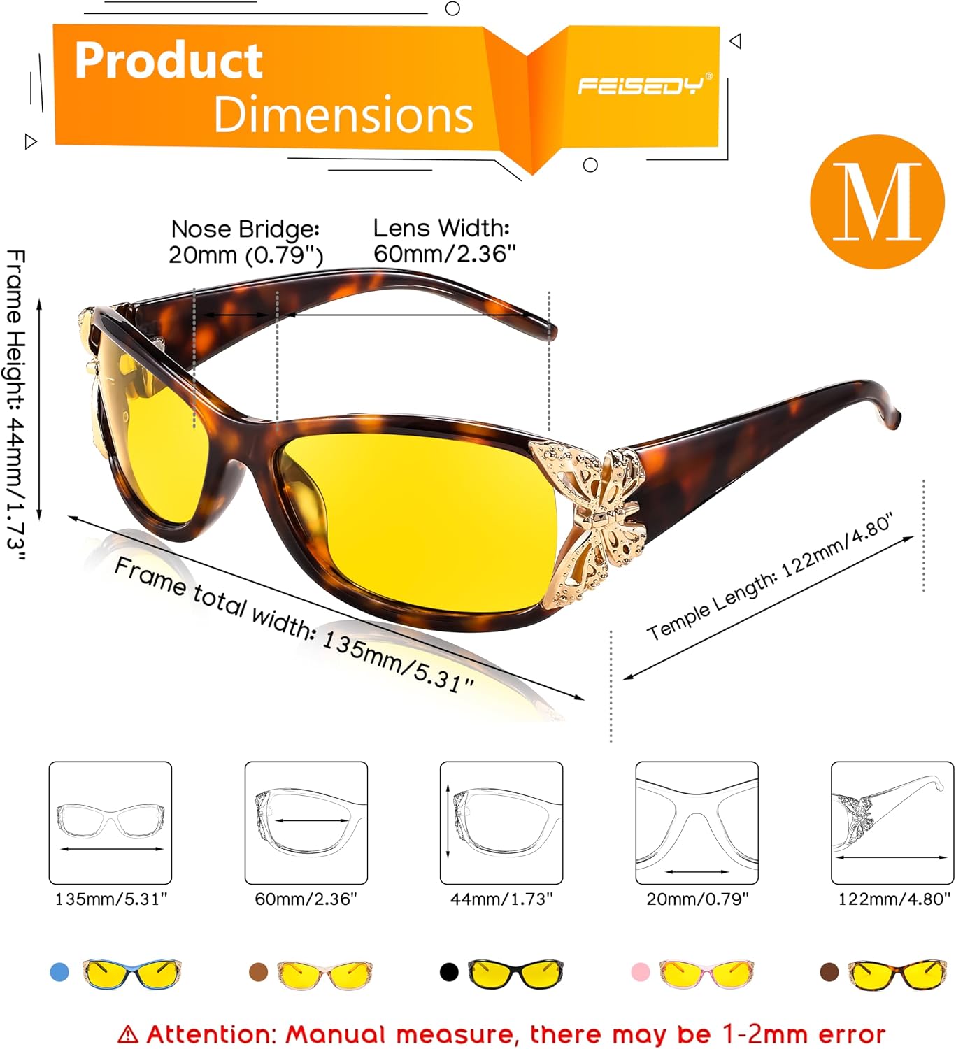 商品图片 71 | B081YY5RM3 | FEISEDY Classic Womens Night Glasses Driving Anti Glare Wrap Around Yellow Sunglasses B2548