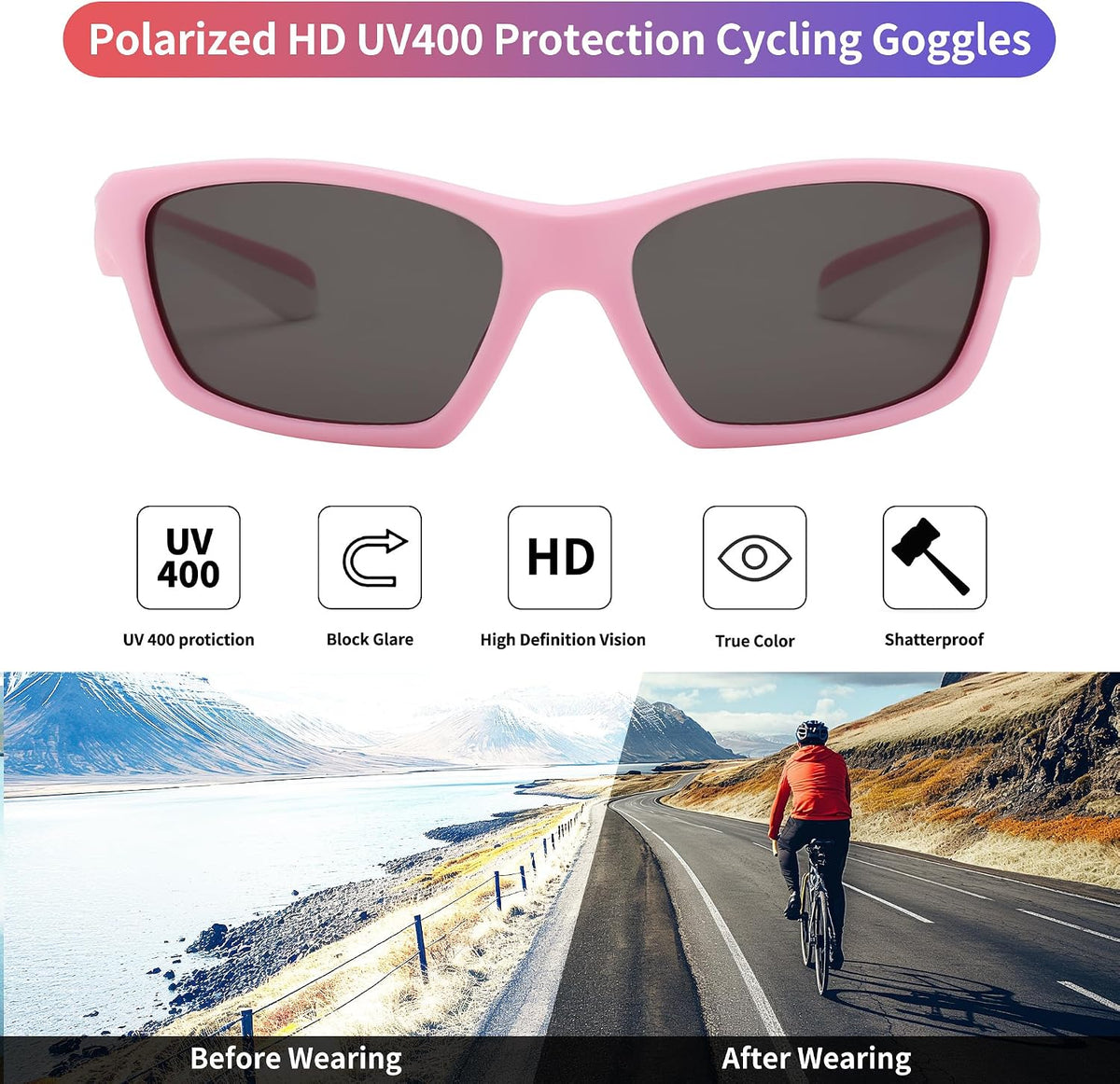 ÉÌƷͼƬ 30 | B0D1GDXPL3 | FEISEDY Kids Polarized Sunglasses TR90 Sports Cycling Glasses UV400 for Boys Girls Age 3-10 B0160
