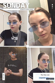 ÉÌƷͼƬ 56 | B0CY2Q4VW1 | FEISEDY Rimless Sunglasses Y2K Retro Small Narrow Rectangle Shades B2643