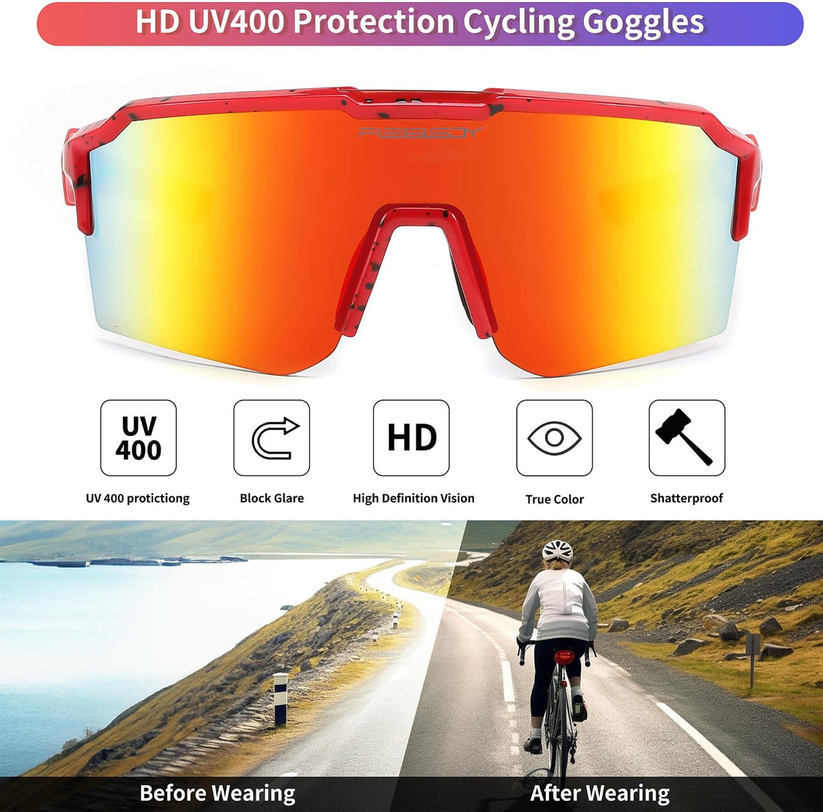 ÉÌƷͼƬ 4 | B0CVWYCSZS | FEISEDY Sports Sunglasses for Men Women Baseball Cycling Running Driving Glasses UV400 B0088