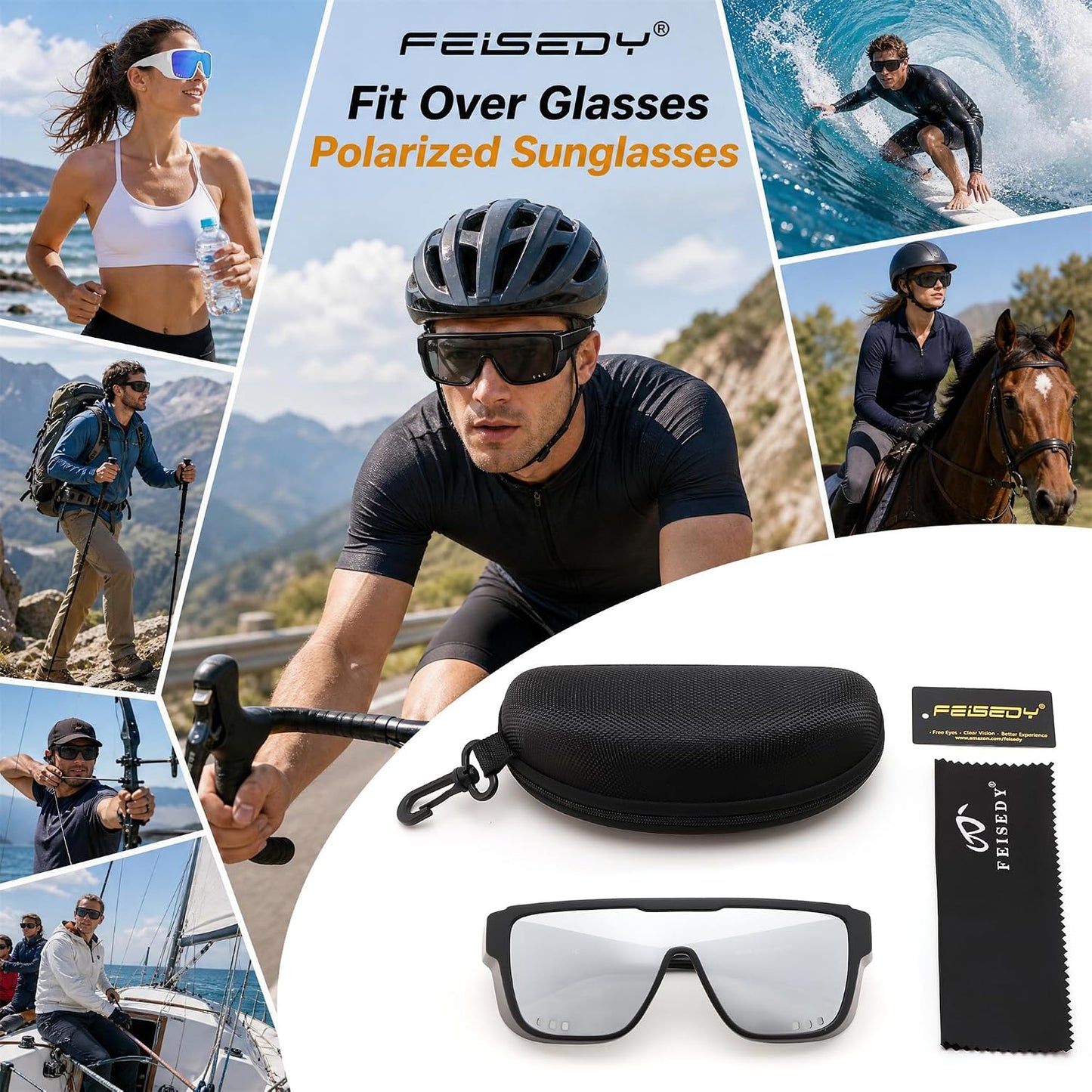 商品图片 27 | B0H2Z4Q1KM | FEISEDY Fit Over Glasses Polarized Sunglasses for Men Women B0456