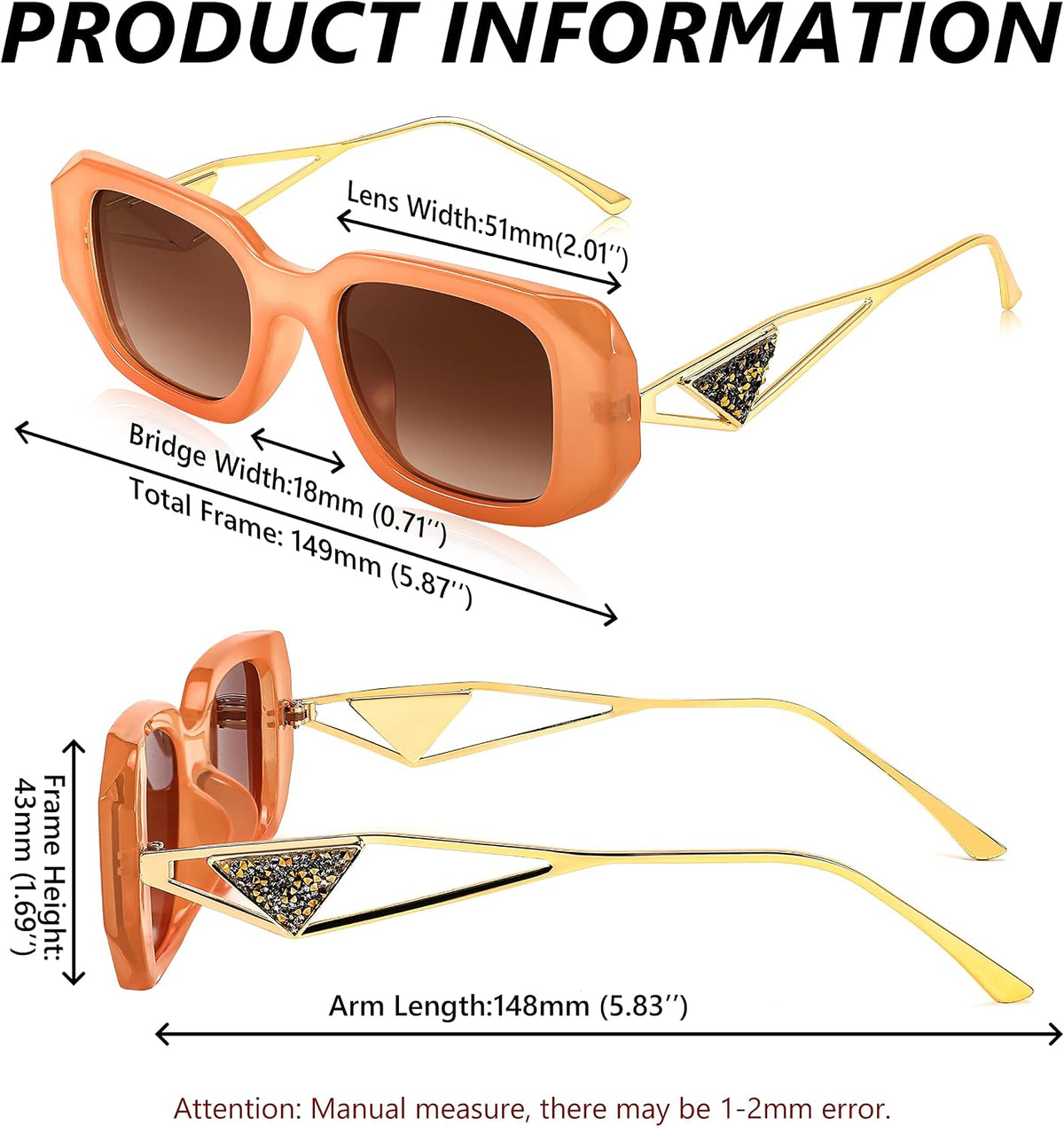 商品图片 27 | B0BV5YP1F2 | FEISEDY Retro Rectangle Sunglasses for Women Trendy Small Square Sunglasses 90s Vintage Shades B2968