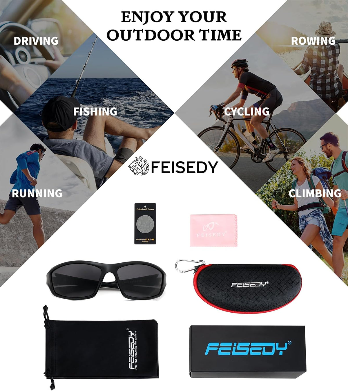 ÉÌƷͼƬ 73 | B09CT4VMCM | FEISEDY Classic Men Polarized Sports Sunglasses Night Driving Yellow Lenses Cycling Fishing Driving Glasses B2674