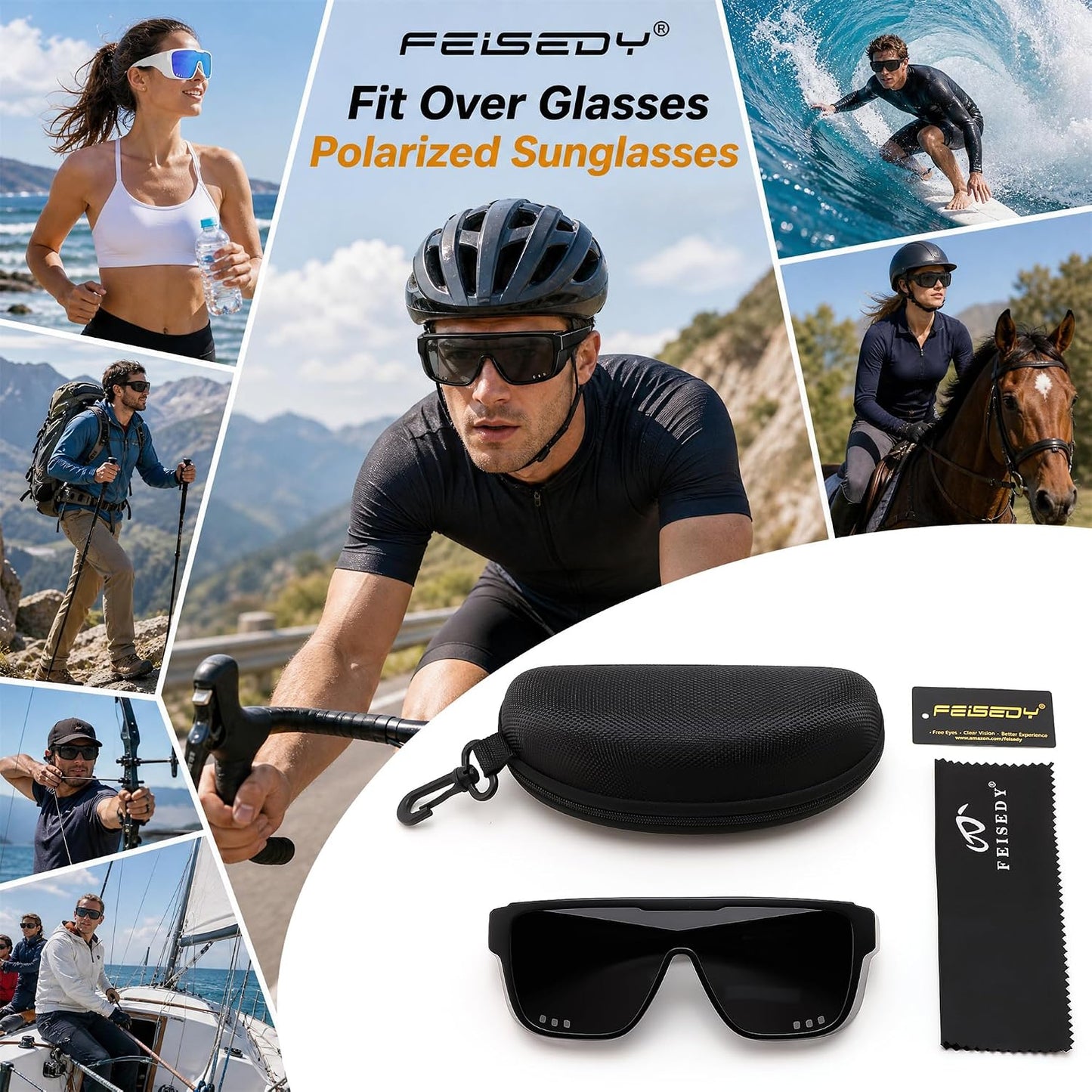 商品图片 33 | B0H2Z4Q1KM | FEISEDY Fit Over Glasses Polarized Sunglasses for Men Women B0456