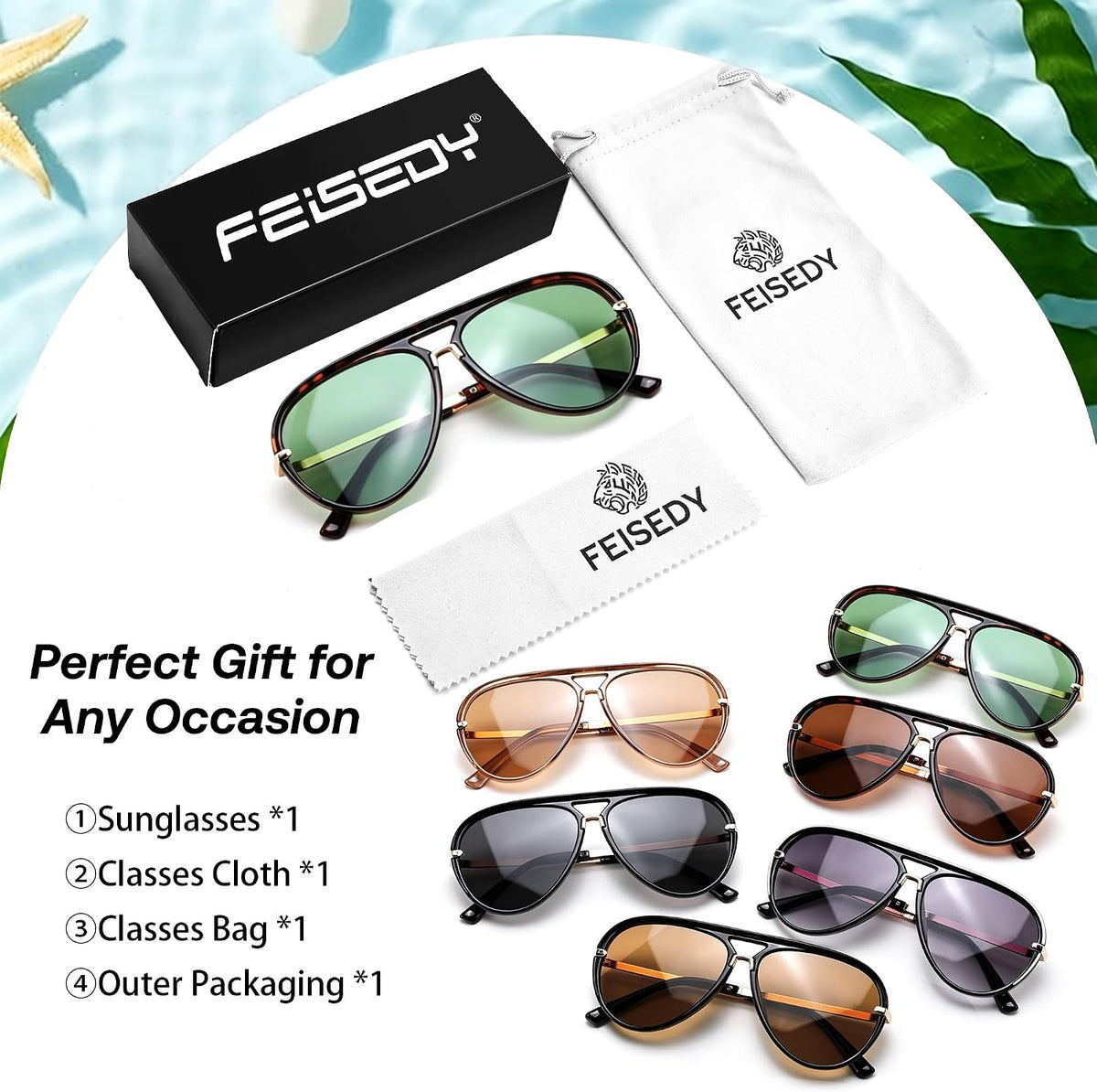 ÉÌƷͼƬ 21 | B0GYVVZBQM | FEISEDY Classic Aviator Sunglasses UV400 Protection for Women Men B0461