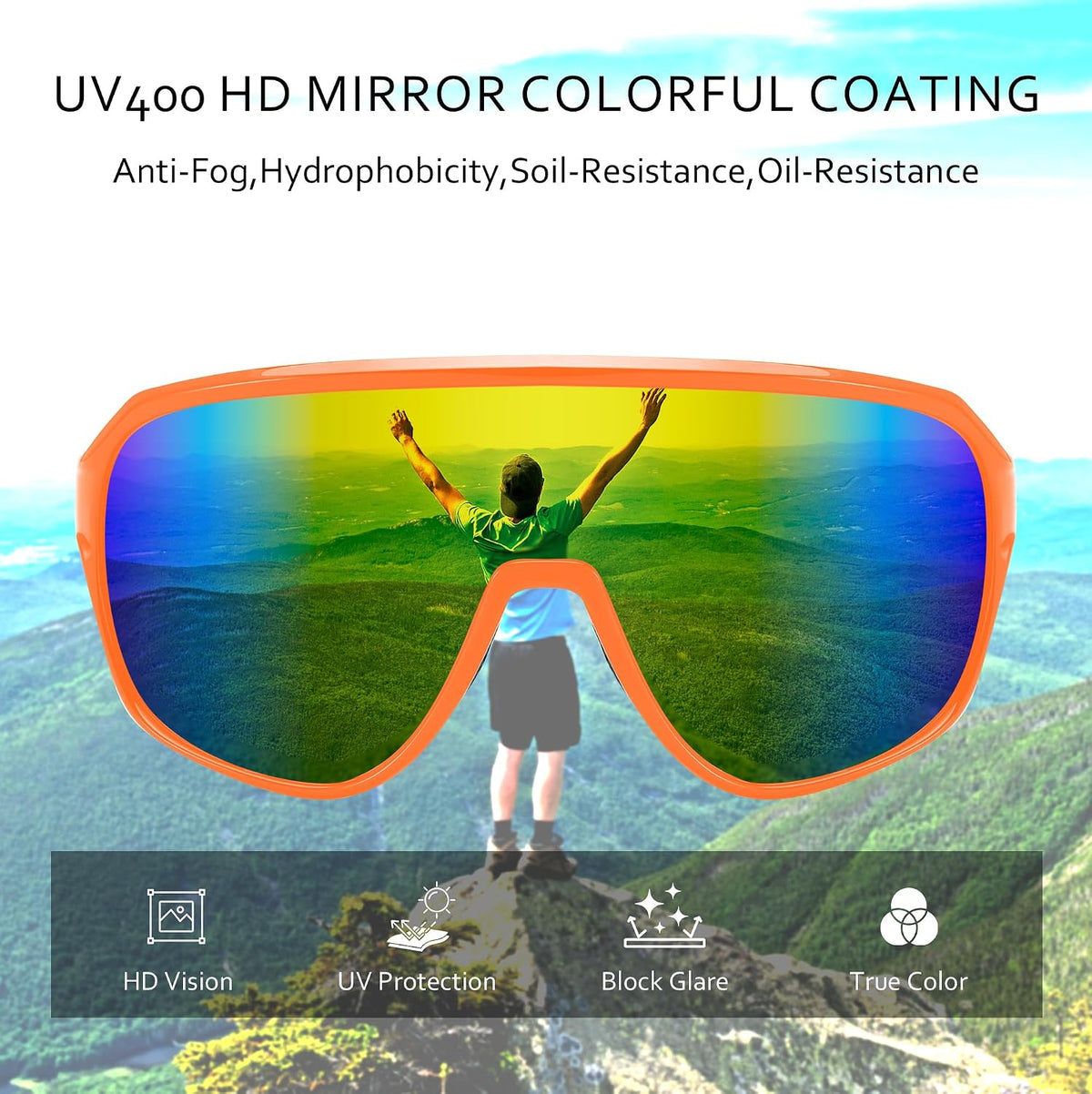 ÉÌƷͼƬ 16 | B0D5D4T92Q | FEISEDY Sports Sunglasses for Men and Women,Oversized One Piece Reflective Lens Cycling Sunglasses B0178